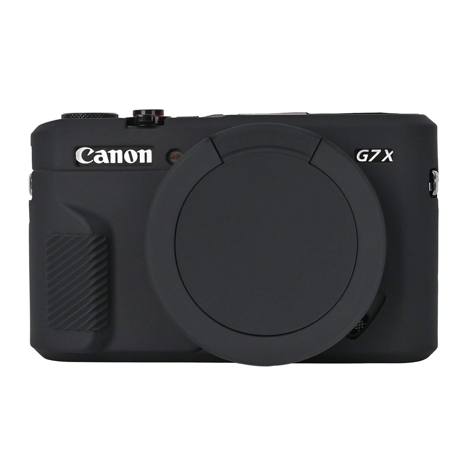 کیس G7X2، کیس دوربین برای کانن G7 X Mark II، کاور نرم سیلیکونی محافظ با درپوش لنز قابل جداشدن برای دوربین دیجیتال حرفه‌ای Powershot G7X Mark II، مشکی