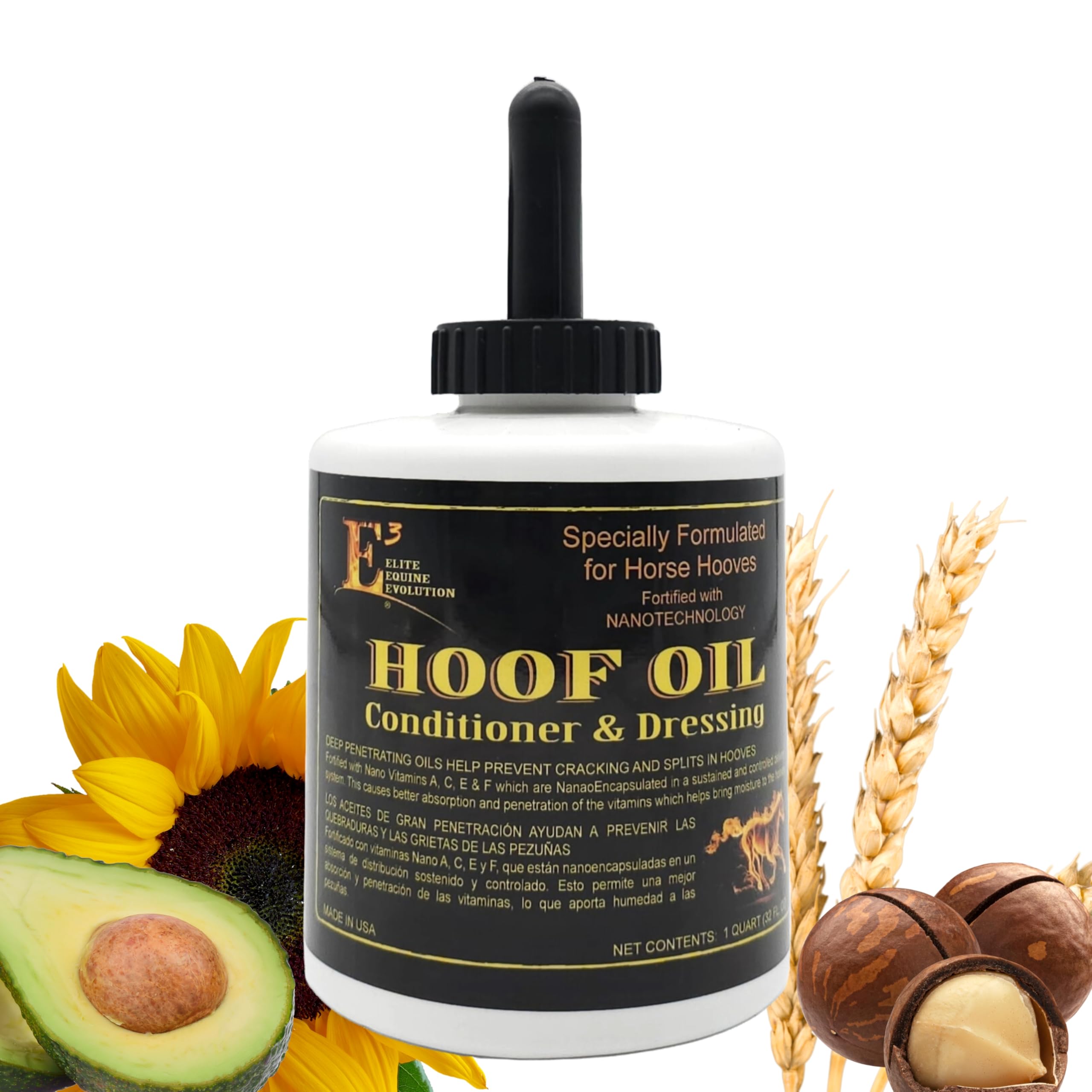 روغن نرم کننده و درمان کپکوز برای زرانده کردن و حفاظت از پای اسب، تقویت عمیق برای انعطاف‌پذیری، افزایش درخشندگی، حفاظتی، برنامه کاربردی آسان