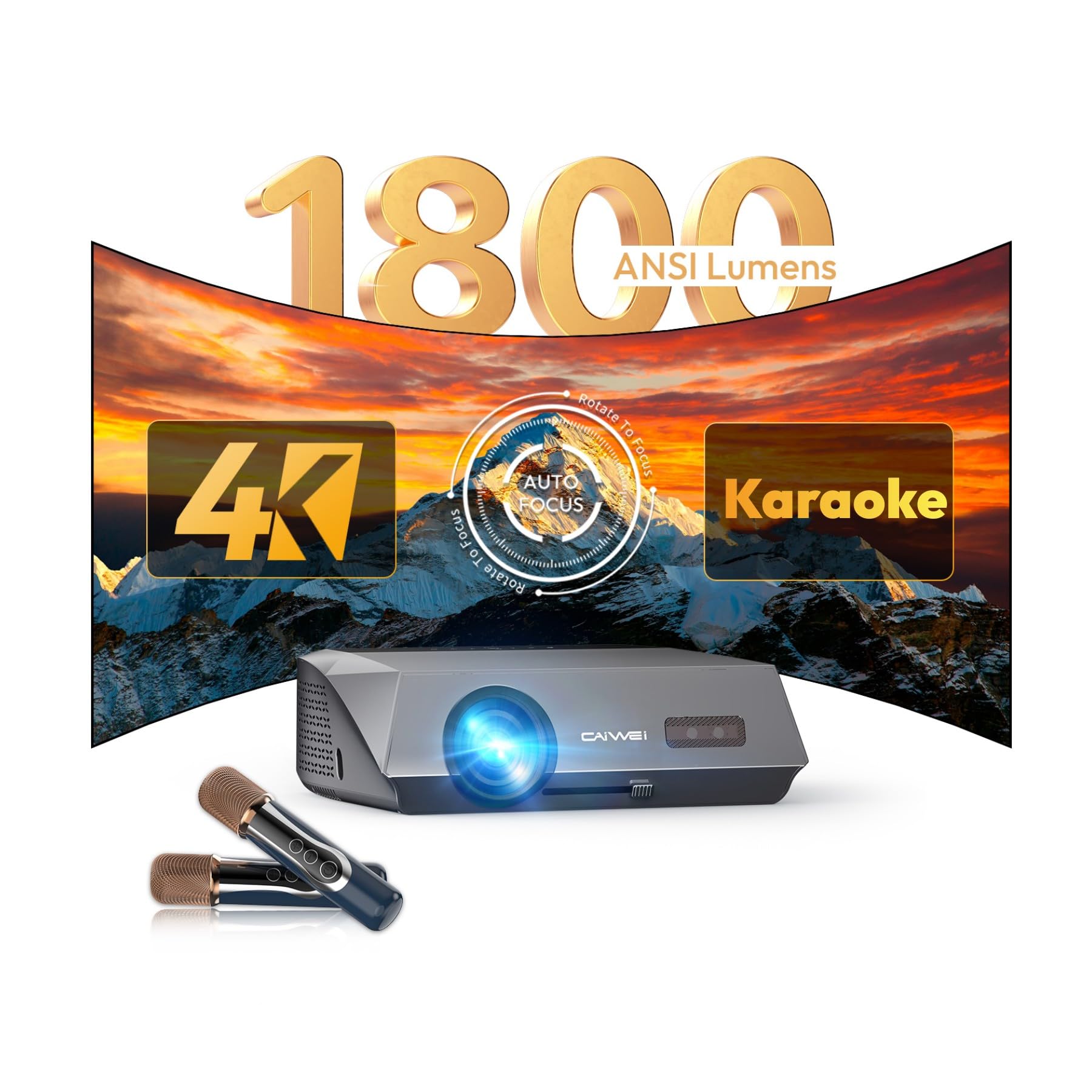پروژکتور هوشمند 4K با وای فای و بلوتوث رنگ خاکستری