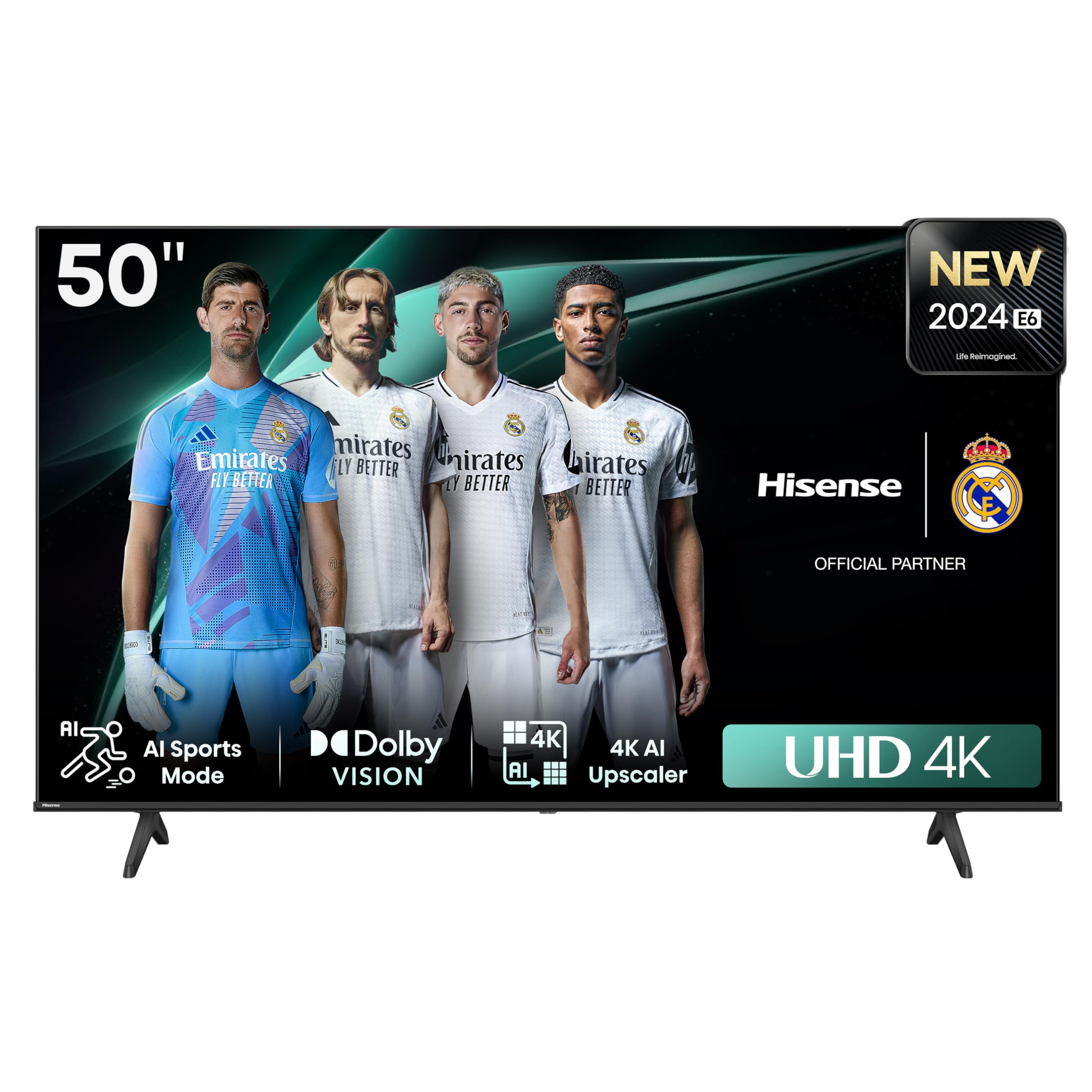 هایسنس 50 اینچ 4K LED VIDAA UHD هوشمند با Dolby Vision Pixel Tuning Share TV Game Mode Plus Youtube Netflix شهید 50E6N ، گارانتی 2 ساله 50E6N (مدل 2024 - ورژن امارات)، مشکی تلویزیون 50 اینچ UHD 2024