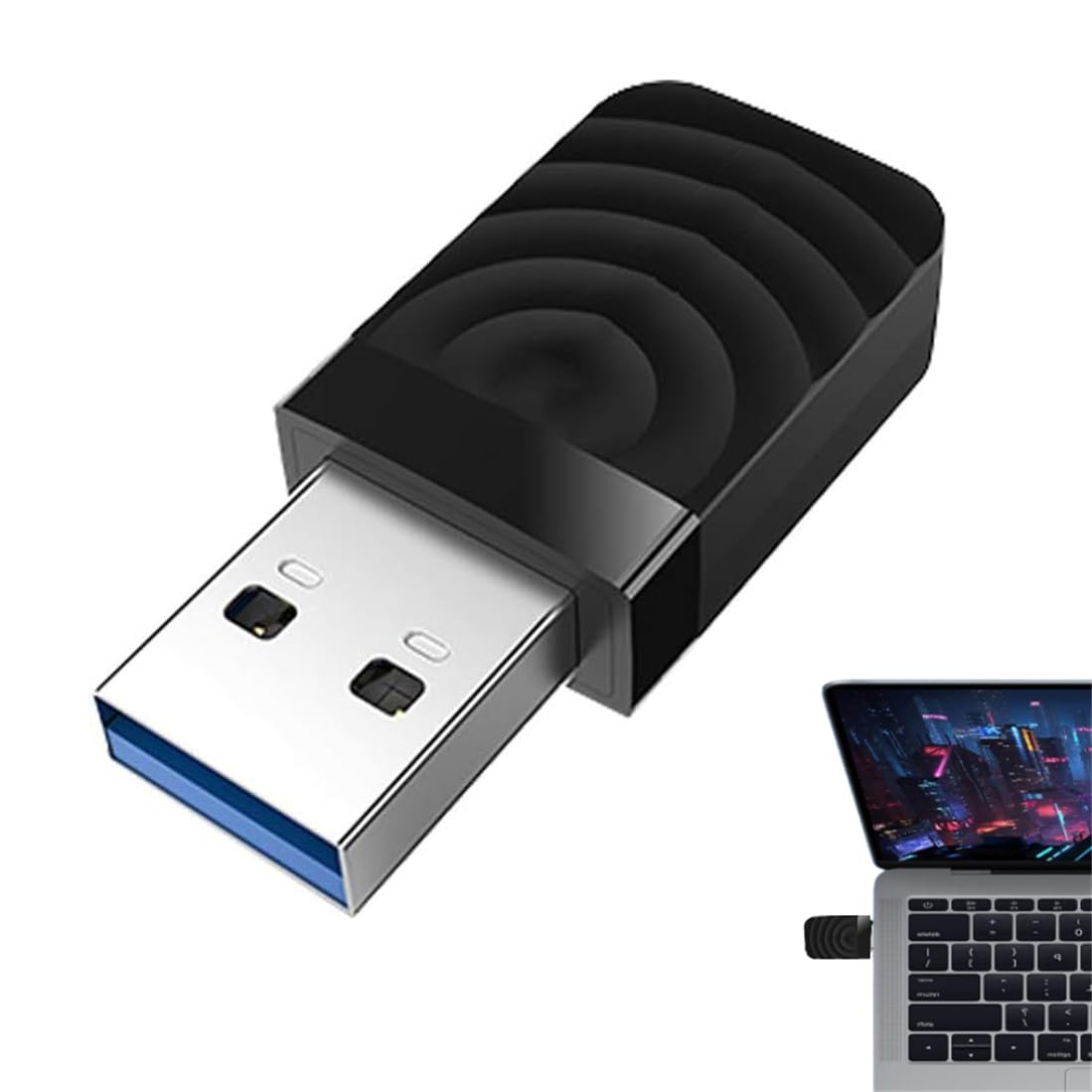 دانگل وای فای بی‌سیم 1300 مگابیت بر ثانیه برای کامپیوتر، دو بانده 5 گیگاهرتز و 2.4 گیگاهرتز دانگل وای فای USB شبکه بی‌سیم آداپتور وای فای USB برای کامپیوتر رومیزی و لپتاپ برای ویندوز 11/10/8، مک او اس ایکس 10.11-10.15