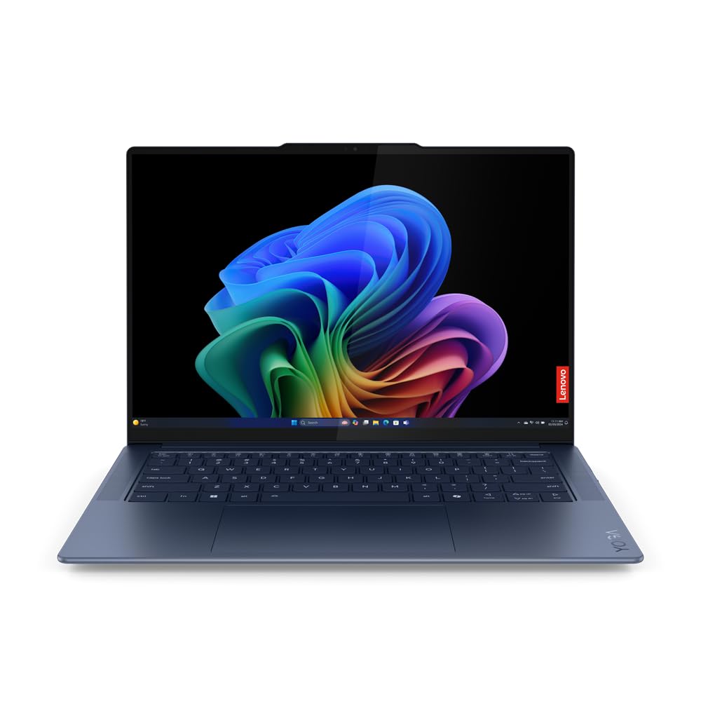 لپ تاپ Lenovo Yoga Slim7 با نمایشگر لمسی OLED 3K 14.5 اینچ با CopilotAI، Snapdragon X Elite X1E-78-100 + Hexagon NPU 45 TOPS، 32GB RAM، 1TB SSD، کیبورد با نور پسزمینه انگلیسی-عربی ویندوز 11، کلاه قرمزی فضایی [83ED003CAX] + 2 سال خدمات پشتیبانی ویژه