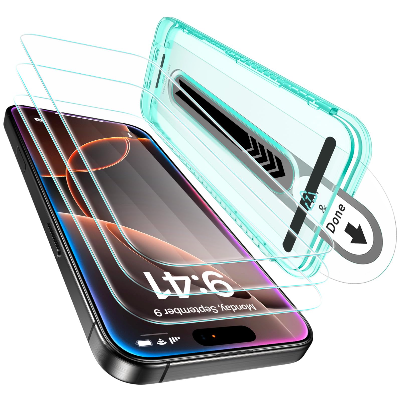 چراغ جلو مخصوص iPhone ۱۶ پرو مکس با پوشش فیلم تمام‌صفحه‌ای با کیفیت HD روشن، مقاوم در برابر خط و خش