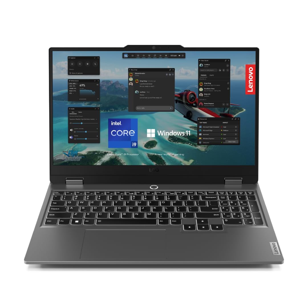 لپ تاپ بازی لنوو Lenovo LOQ 15IAX9 با چیپ LA1 AI، نمایشگر 15.6 اینچی FHD 144Hz، Intel i5-12450HX، 24GB RAM، 512GB SSD، RTX 4050 6GB، صفحه کلید با نور پس زمینه انگلیسی-عربی، ویندوز 11، رنگ خاکستری لونا - [83GS00C3AX]