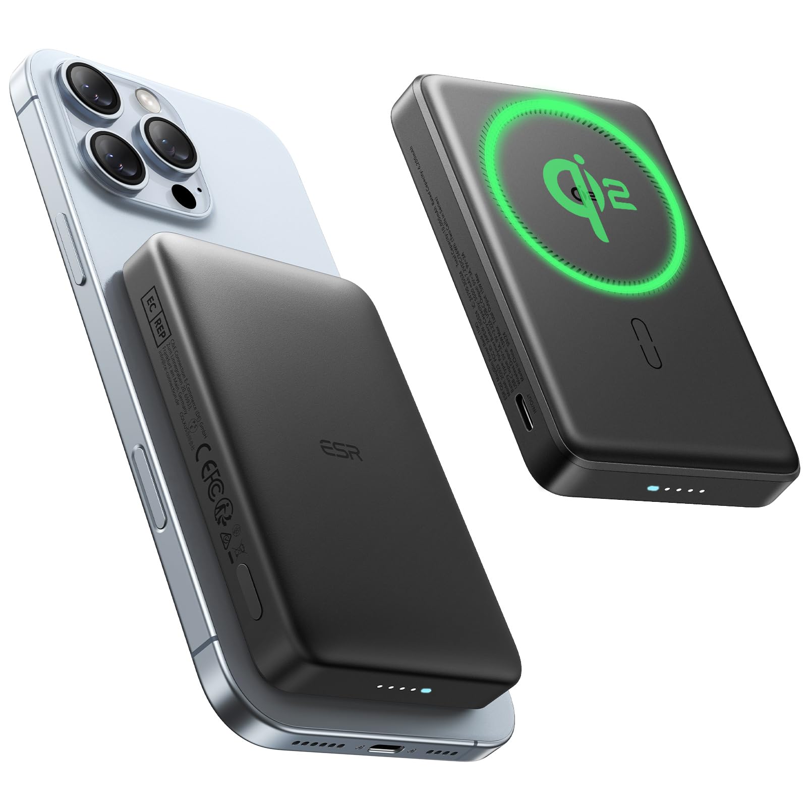 باتری پک MagSafe برای شارژر قابل حمل 10،000mAh با کابل USB-C ،Power Bank بی‌سیم Magsafe برای آیفون سری 17/16/15/14/13/12، گوگل پیکسل 10، مشکی 10،000mAh مشکی