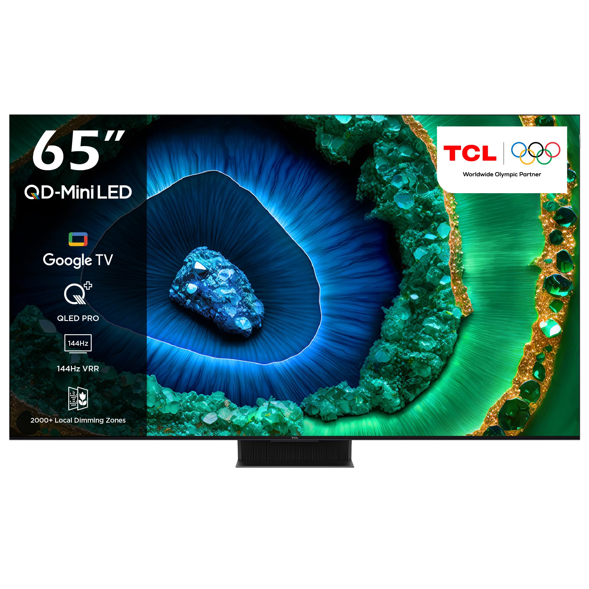 تلویزیون TCL 65 اینچ، تلویزیون هوشمند 4K QD-Mini LED HDR Google TV، 3300 نیت، ONKYO 2.2.2 کانال، 144Hz VRR+240Hz DLG، ارتقاء یافته Imax، طراحی فوق العاده نازک 65C855- (مدل 2024)، رنگ مشکی 65 اینچ 4K QD-Mini LED سری C855