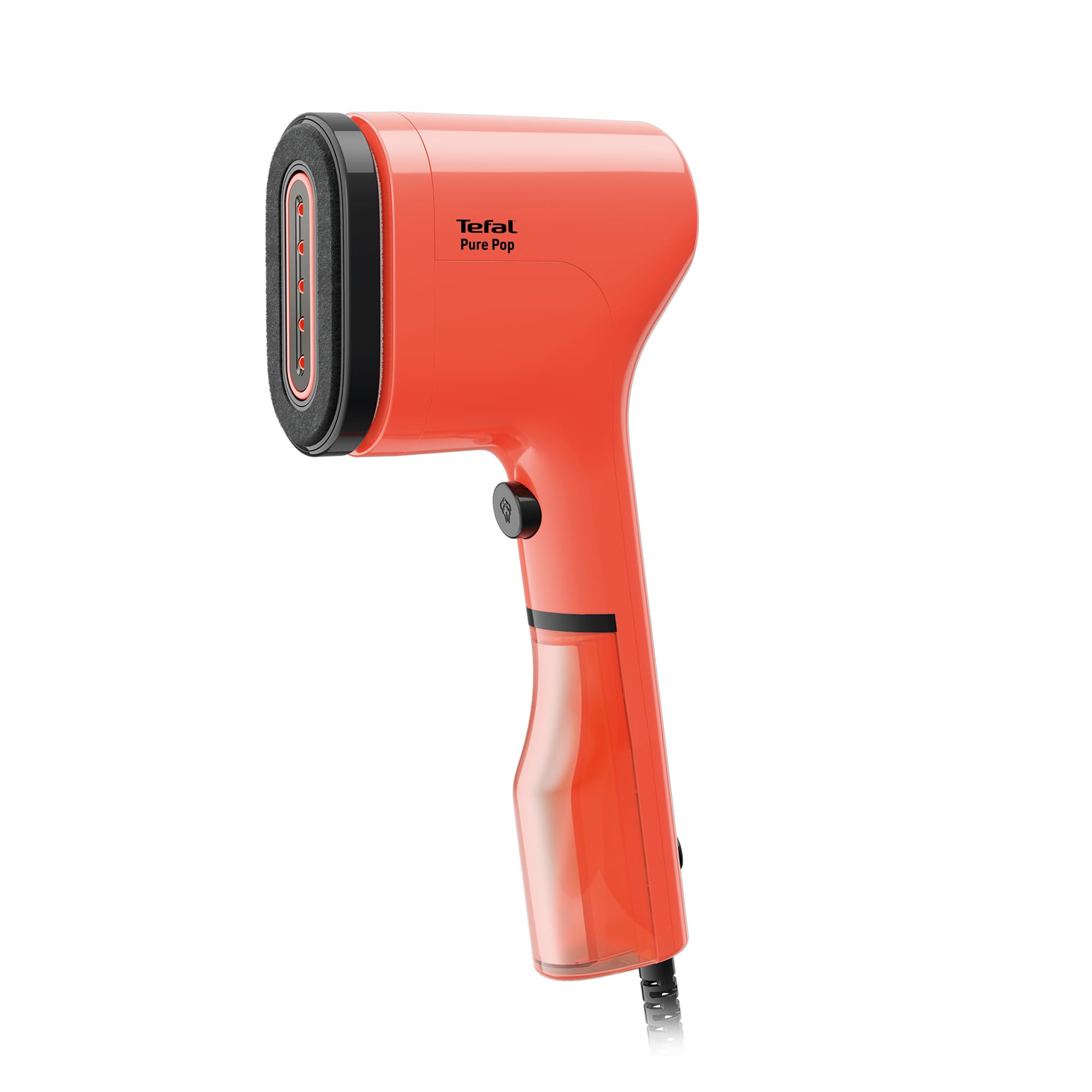 استیمر لباس Tefal Pure Pop | 1300 وات | پد قابل برگشت | سیم 2 متری | بخار 20 گرم در دقیقه | زمان آماده به کار 15 ثانیه | مخزن جداشدنی 70 میلی‌لیتر | قرمز کرال | برند شماره 1 اتوزنی اروپا