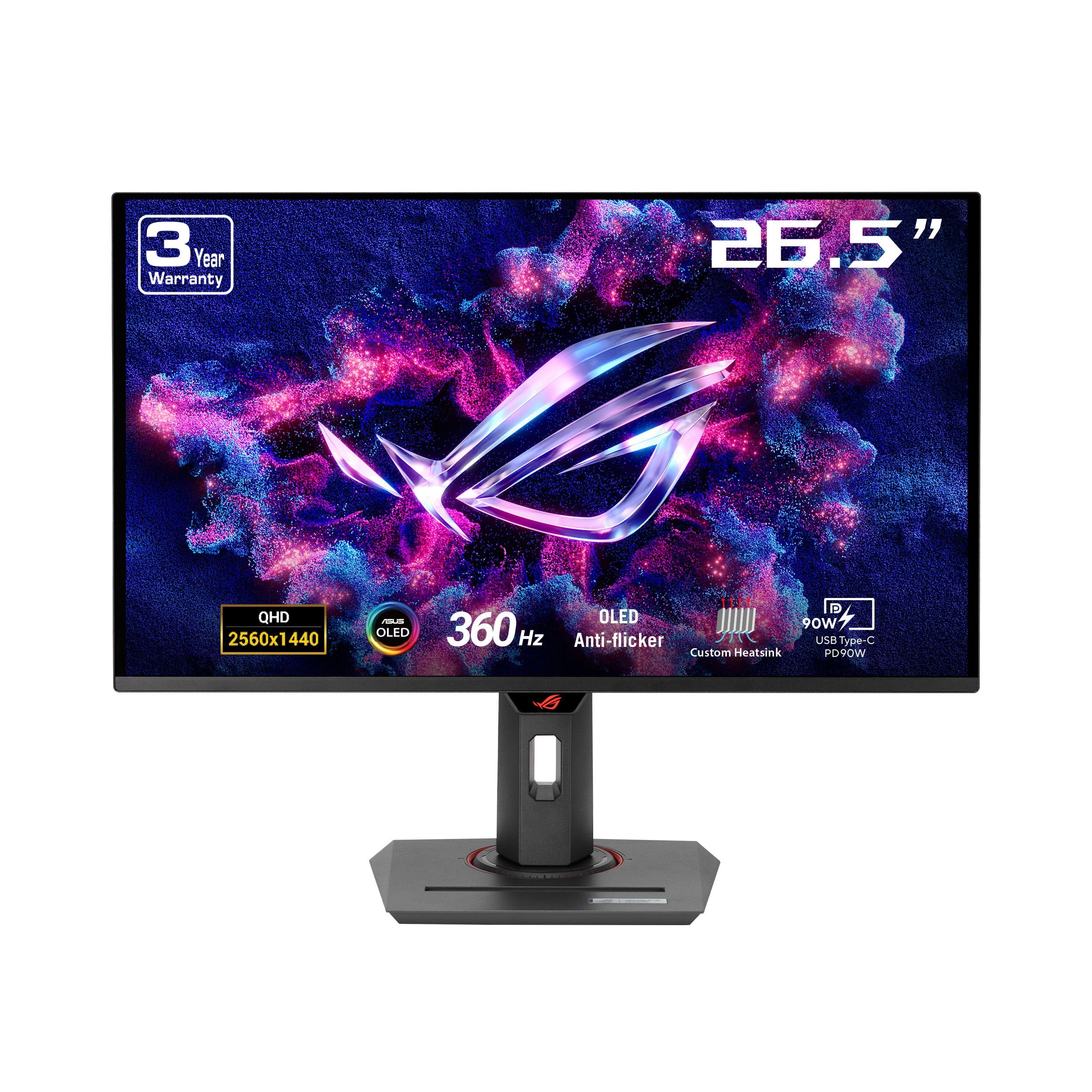 مانیتور بازی ASUS ROG Strix 27 اینچ 1440P OLED (XG27ACDNG) - QD-OLED، QHD (2560 x 1440)، 360Hz، 0.03ms، سردکن سفارشی، محافظت OLED+، سازگاری G-SYNC، 99% DCI-P3، DisplayWidget، بازی AI، گارانتی 3 ساله 27 اینچ OLED QHD 360Hz