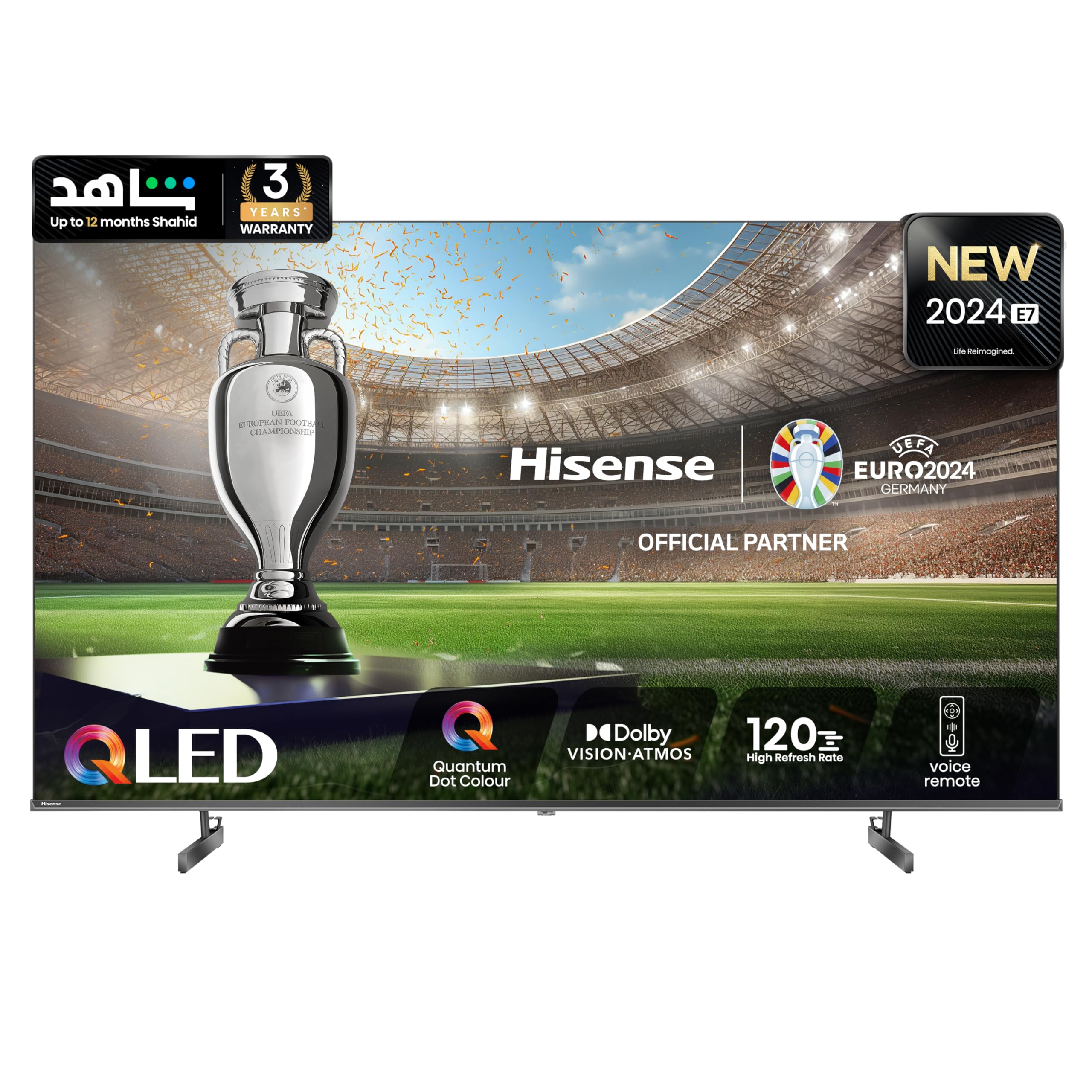 هایسنس 65 اینچ 4K QLED VIDAA Dolby Atmos HDR 10 رنگ کوانتوم دات دالبی ویژن Share TV کنترل صدا حالت سینمایی، نتفلیکس، دیزنی+ و شاهد، 65E7N گارانتی 2 ساله (مدل 2024-نسخه امارات متحده)
