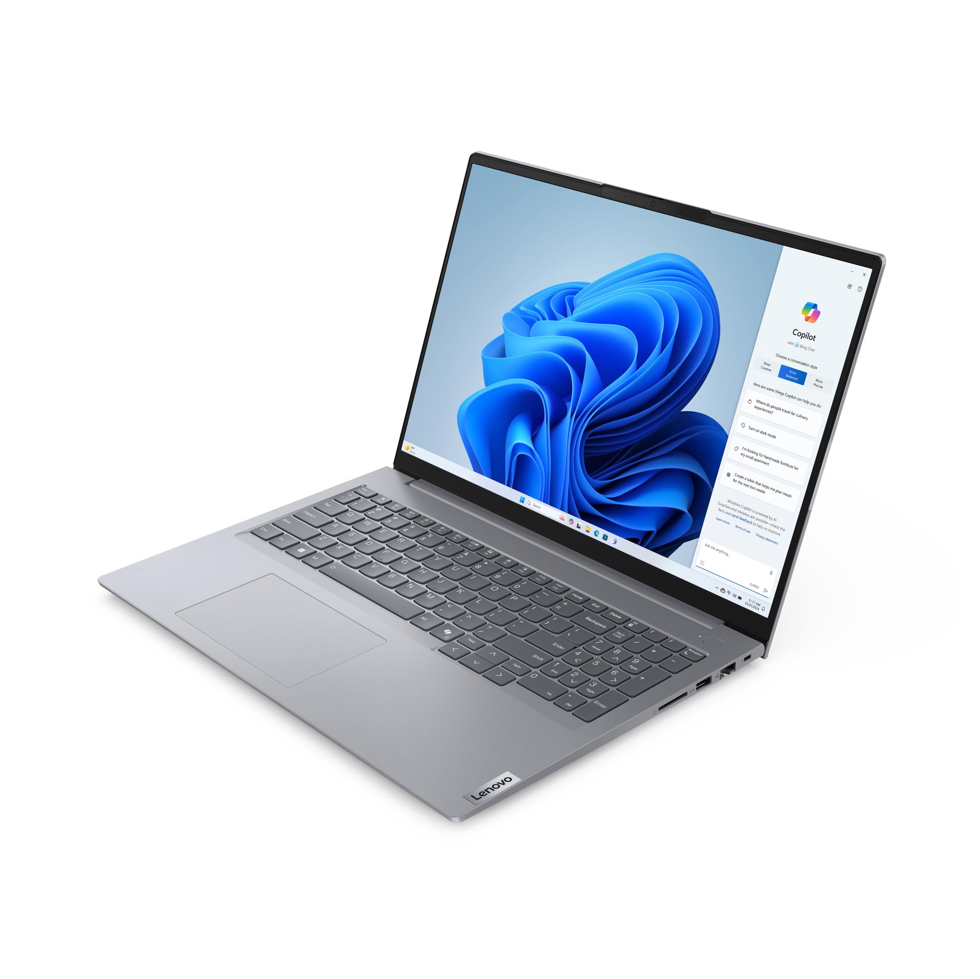 لپ تاپ Lenovo ThinkBook 16 G7 IML Intel Core Ultra 7 155H با 40.6 سانتی متر (16 اینچ) صفحه‌ی نمایش WUXGA، دارای 16 گیگابایت DDR5-SDRAM و 512 گیگابایت حافظه داخلی SSD است.