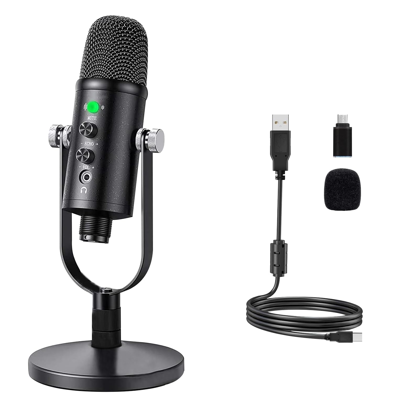 میکروفون USB Delarbeaden، میکروفون ضبط کاندنسر برای کامپیوتر PC برای استریمینگ، پادکستینگ، میکروفون های گیمینگ Plug&Play بر روی PC، Mac، Twitch و YouTube (WM101)