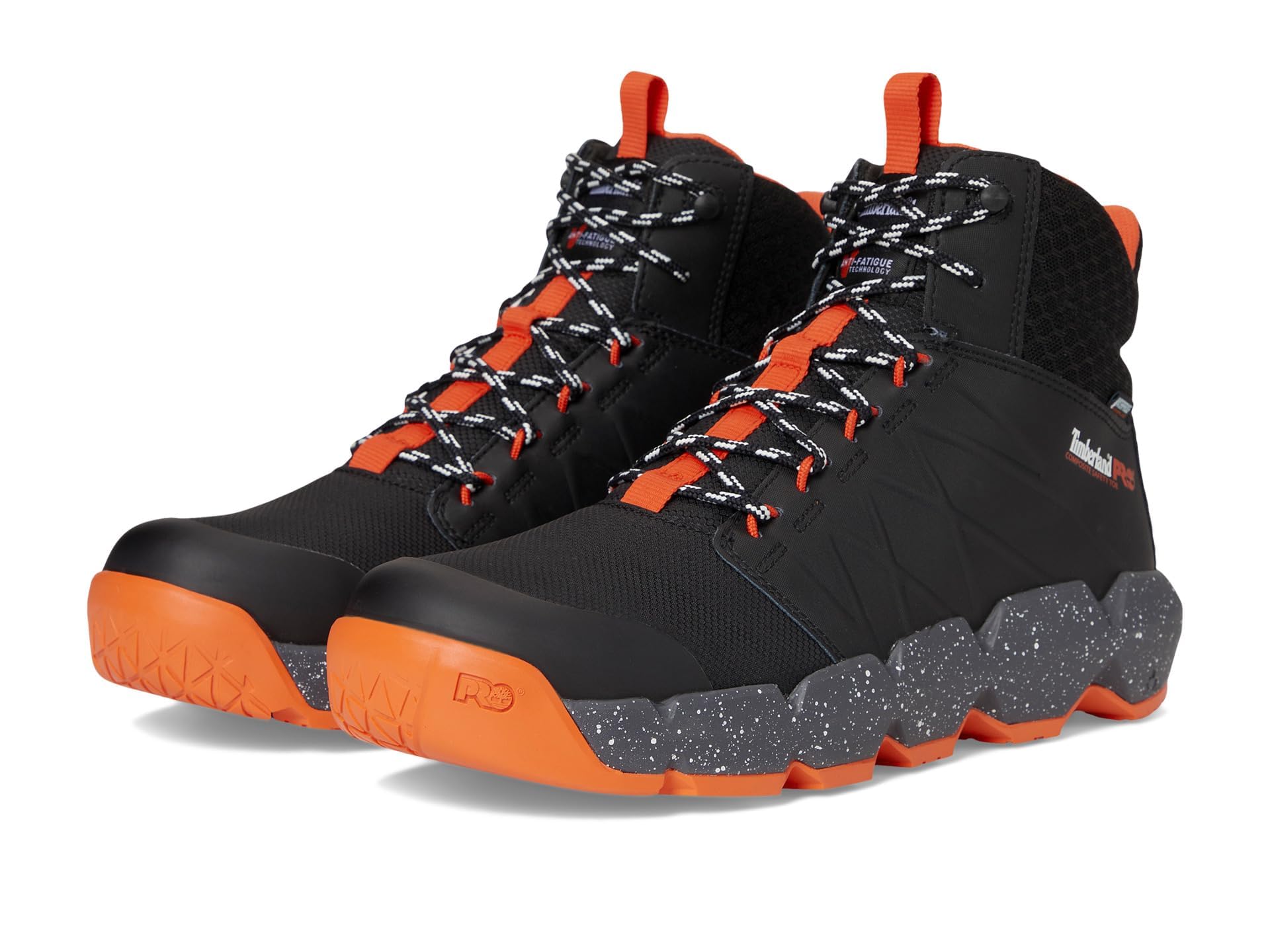 کفش ایمنی آرامش بخش صنعتی Timberland PRO مردانه با زمینه کمپوزیت 6 اینچ، مقاوم در برابر آب و دارای سرپوش ایمنی، مدل Morphix، رنگ مشکی/نارنجی، سایز 42 اروپایی