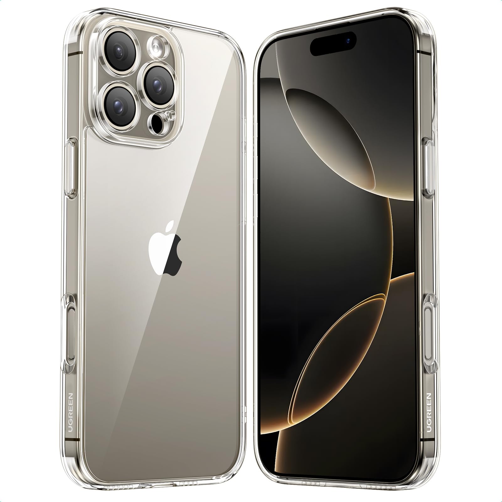 پوشش شفاف UGREEN iPhone 16 Pro Max، [محافظت درجه نظامی]، [تکنولوژی ناب iCrystal]، ضد خط و خش، گوشه‌های Air-Guard، بسیار نازک و شفاف برای iPhone 16 Pro Max 6.9 اینچ زنان و مردان iPhone 16 Pro Max شفاف