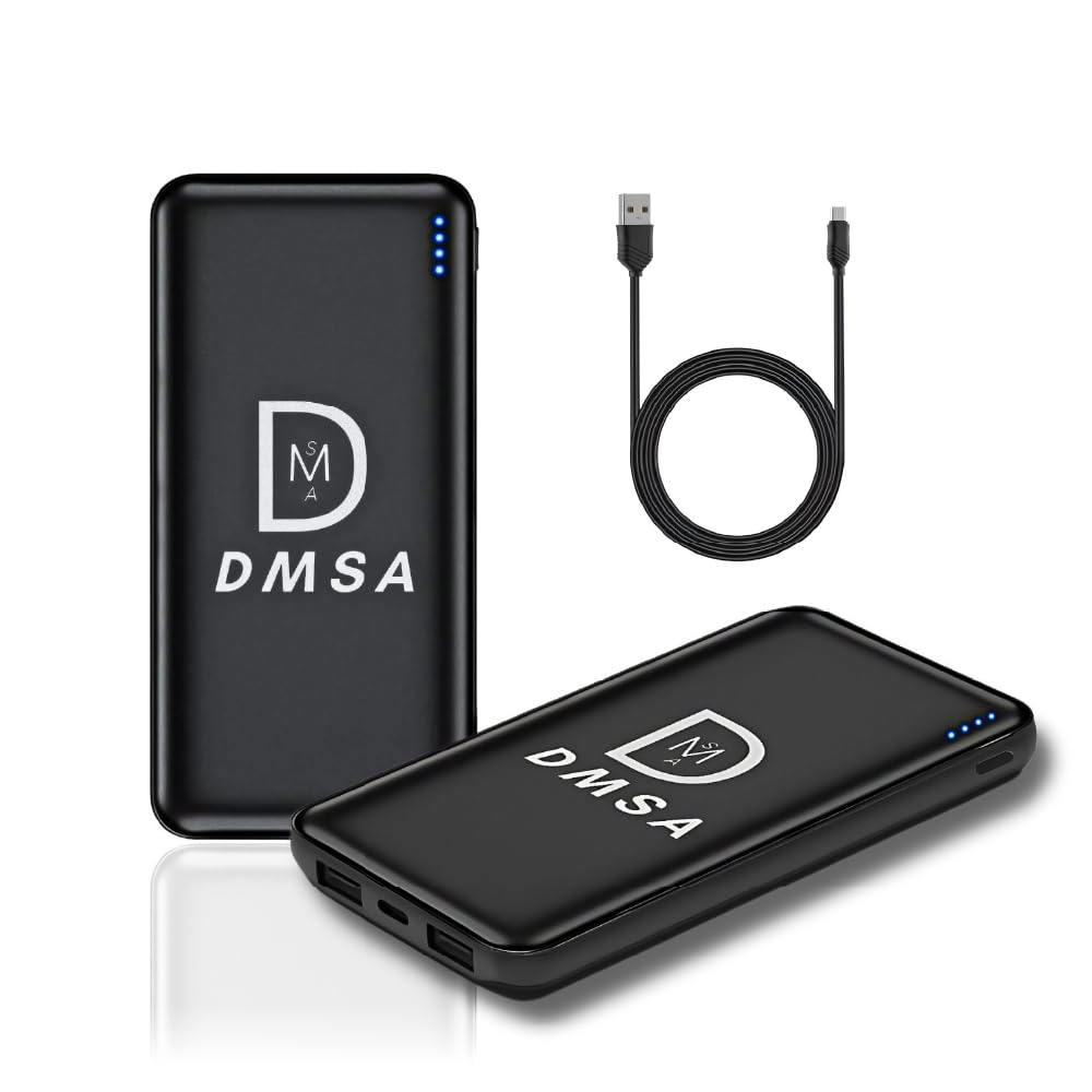 پاور بانک DMSA USB-C با کابل USB-C، باتری ۱۰،۰۰۰ میلی آمپر ساعتی شارژر قابل حمل با حفاظت برای شارژ اضافی، شارژ سریع ۲۰ وات PD برای آیفون، سامسونگ، قابل حمل با نشانگر LED مناسب برای مسافرت.