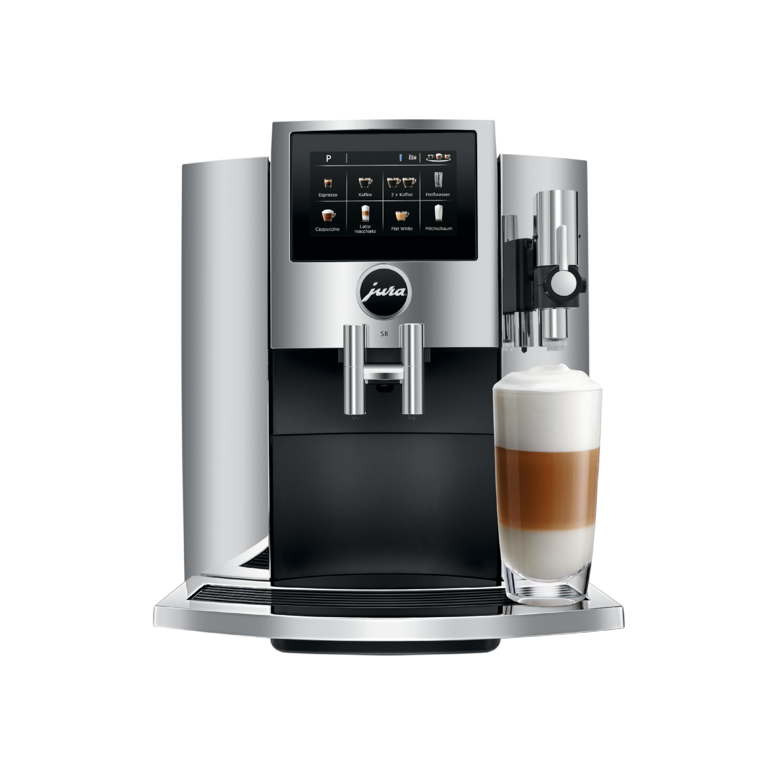 ماشین قهوه‌ساز خودکار Jura S8 Chrome، ۱۵ نوشیدنی ویژه، نمایشگر لمسی