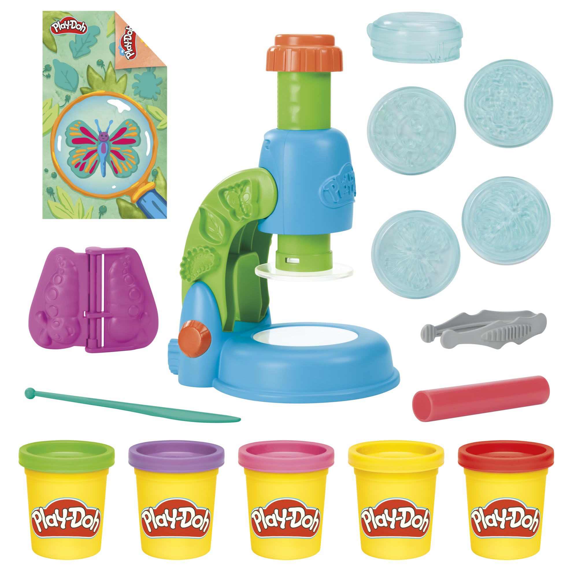 میکروسکوپ نوری و بازی Play-Doh برای کودکان 3 سال به بالا، اسباب بازی الکترونیکی پیش دبستانی برای دختران و پسران، 9 لوازم جانبی و 5 رنگ