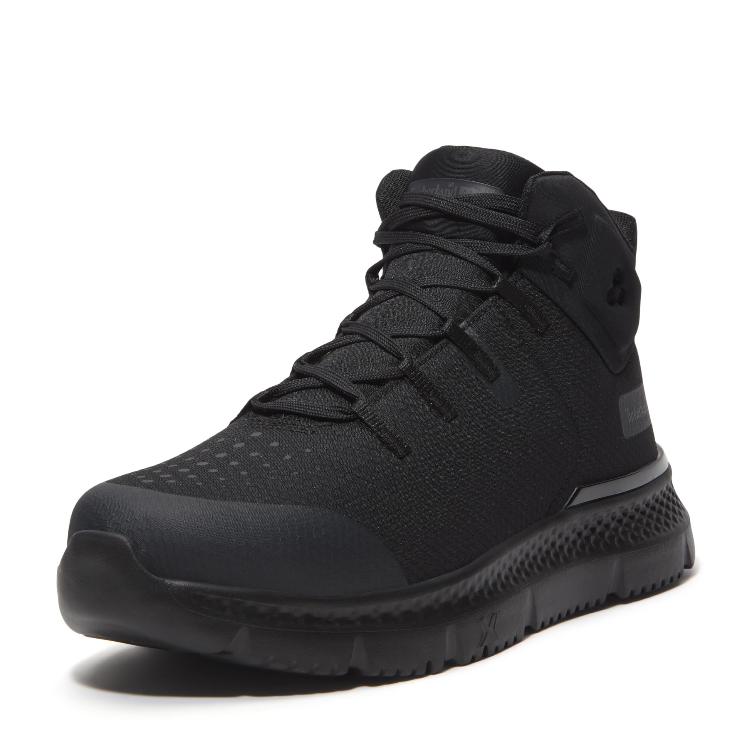 کفش کاری ورزشی مردانه با پاشنه فولادی Timberland PRO Intercept Mid Steel Toe Safety مقاوم در برابر نفوذ و استاندارد CSA، سایز ۴۴ اروپا، نوارهای بلند، رنگ مشکی