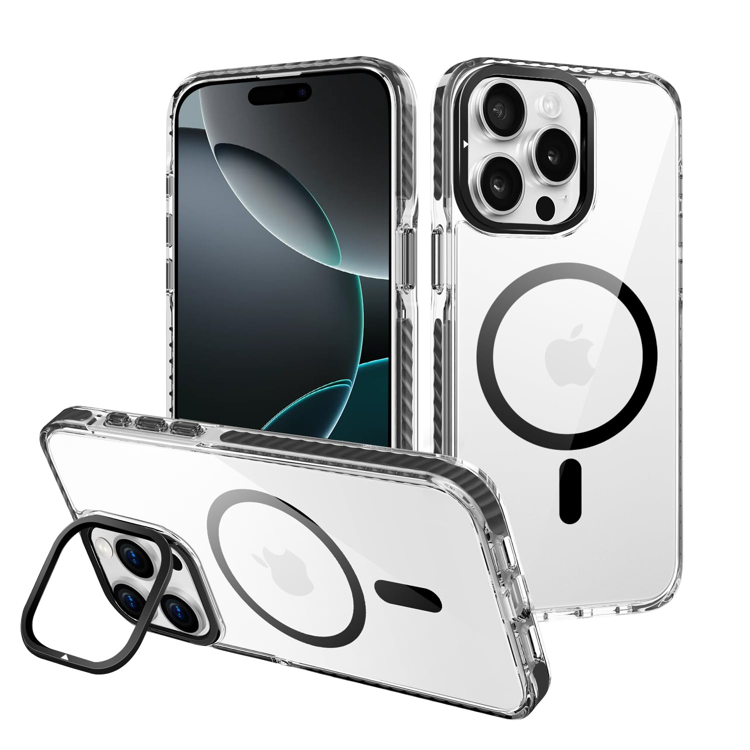 T Tersely Magnetic Case for iPhone 16 Pro Max 6.9-inch,Compatible with MagSafe,Scratch-Resistant,Anti-Scratch Clear Back Magnetic Phone Cover - Black