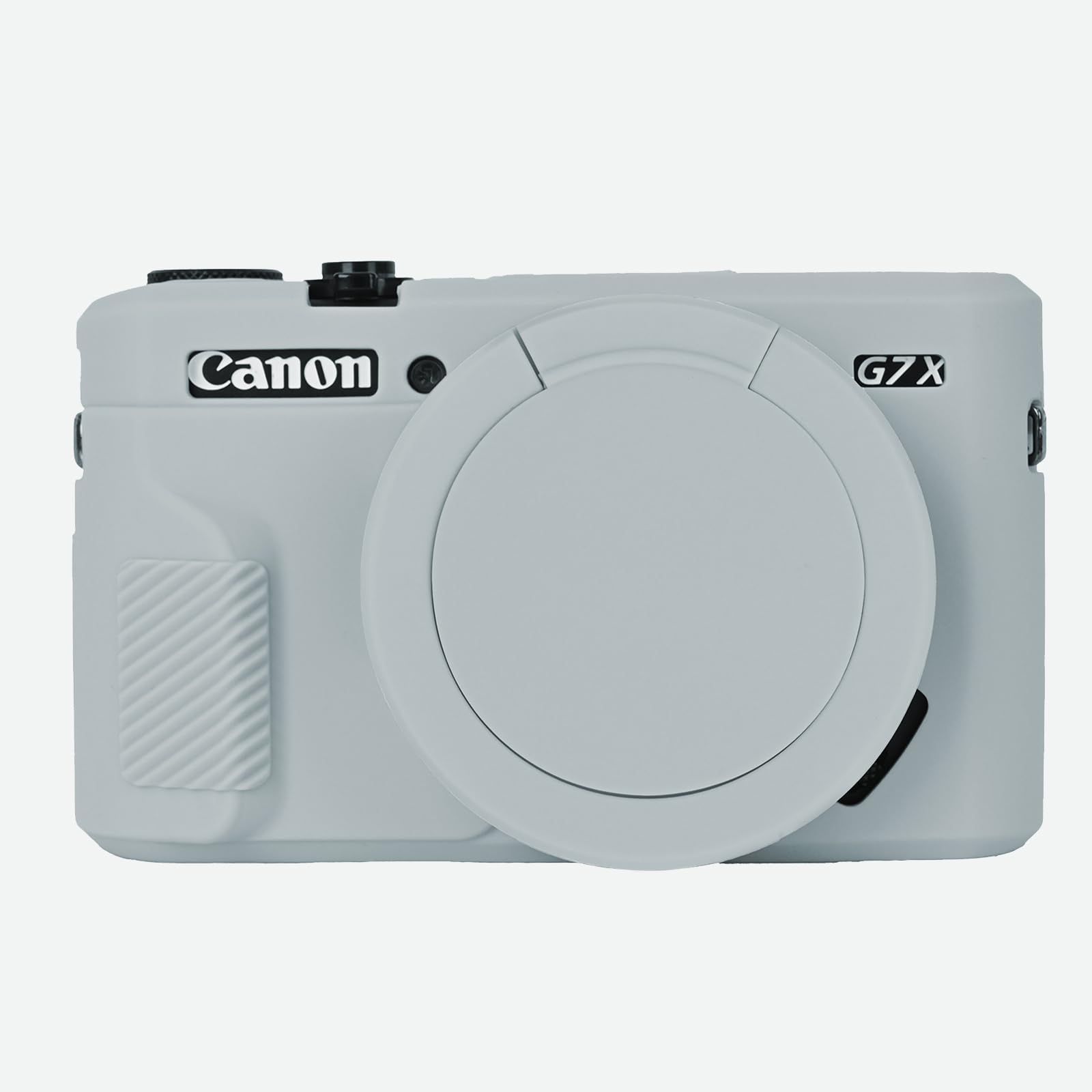 مورد G7X Mark II ، مورد محافظ برای دوربین دیجیتال کانن Powershot G7X Mark II ، درب جلوی لنز قابل جدا شدن ، محافظ سیلیکونی دوربین نرم پوسته لاستیکی محافظ بدن-خاکستری روشن با درب لنز