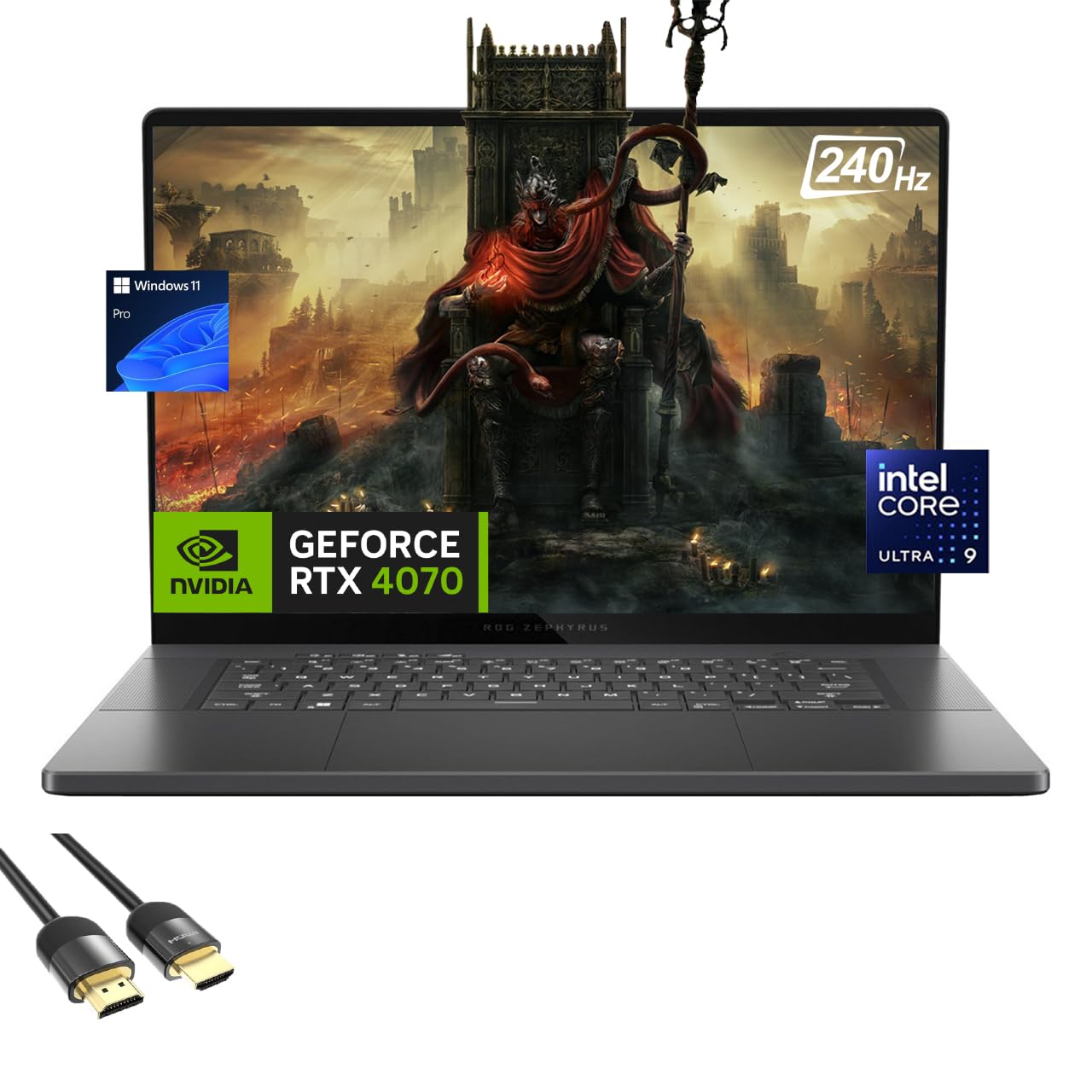 لپ تاپ بازی ASUS ROG Zephyrus G16، نمایشگر OLED 240Hz 16 اینچی، پردازنده Core Ultra 9 185H (تا 5.1 گیگاهرتز)، کارت گرافیک GeForce RTX 4070، 16 گیگابایت DDR5، 2 ترابایت PCle 4.0، WiFi 6E، صفحه کلید پشتیبانی از نور پس زمینه، پورت TB 4، HDMI، کابل HDMI PDG، ویندوز 11 Pro، 16 گیگابایت رم، 2 ترابایت حافظه SSD