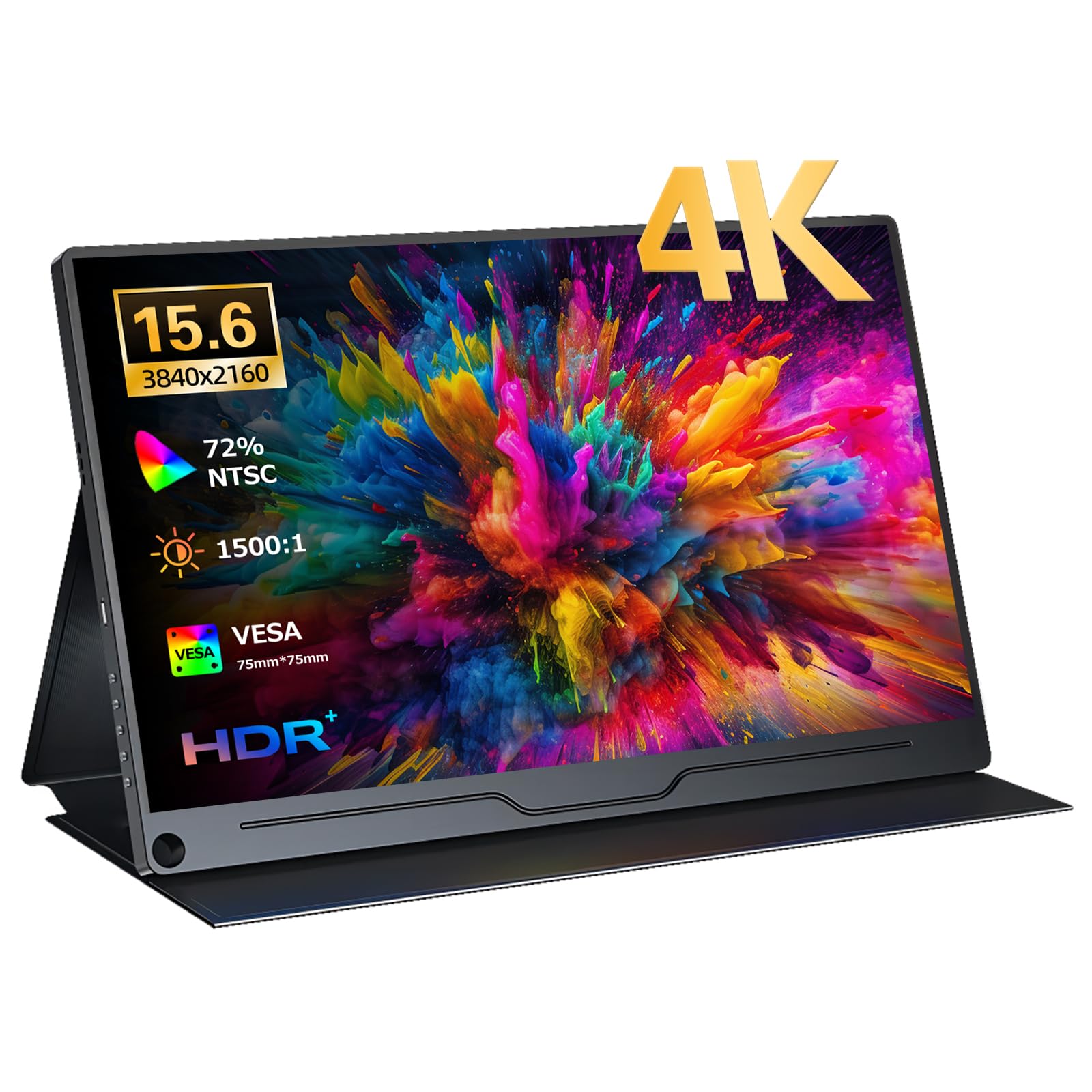 مانیتور LED کامپیوتر IPS 4K UHD 15.6 اینچ Missun با رزولیشن 3840 × 2160، پشتیبانی از HDMI و USB-C، سازگار با استاندارد VESA 72٪ NTSC برای لپ‌تاپ، کامپیوتر شخصی، PS5/4 و Xbox.