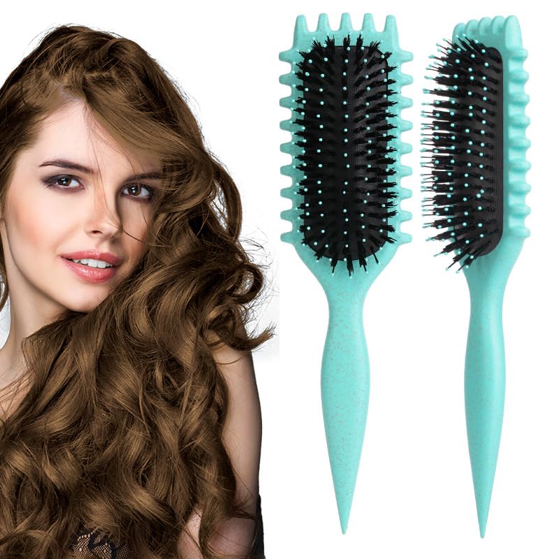 ECVV® Bounce Curl Define Styling Brush - برس مدل‌دهی کردن موی مجعد بانس کرل - برس مخصوص موهای مجعد، مناسب برای موهای خشک و تر، ابزار ضروری برای تشکیل و بهتر کردن ابر موهای شما (رنگ: سبز)