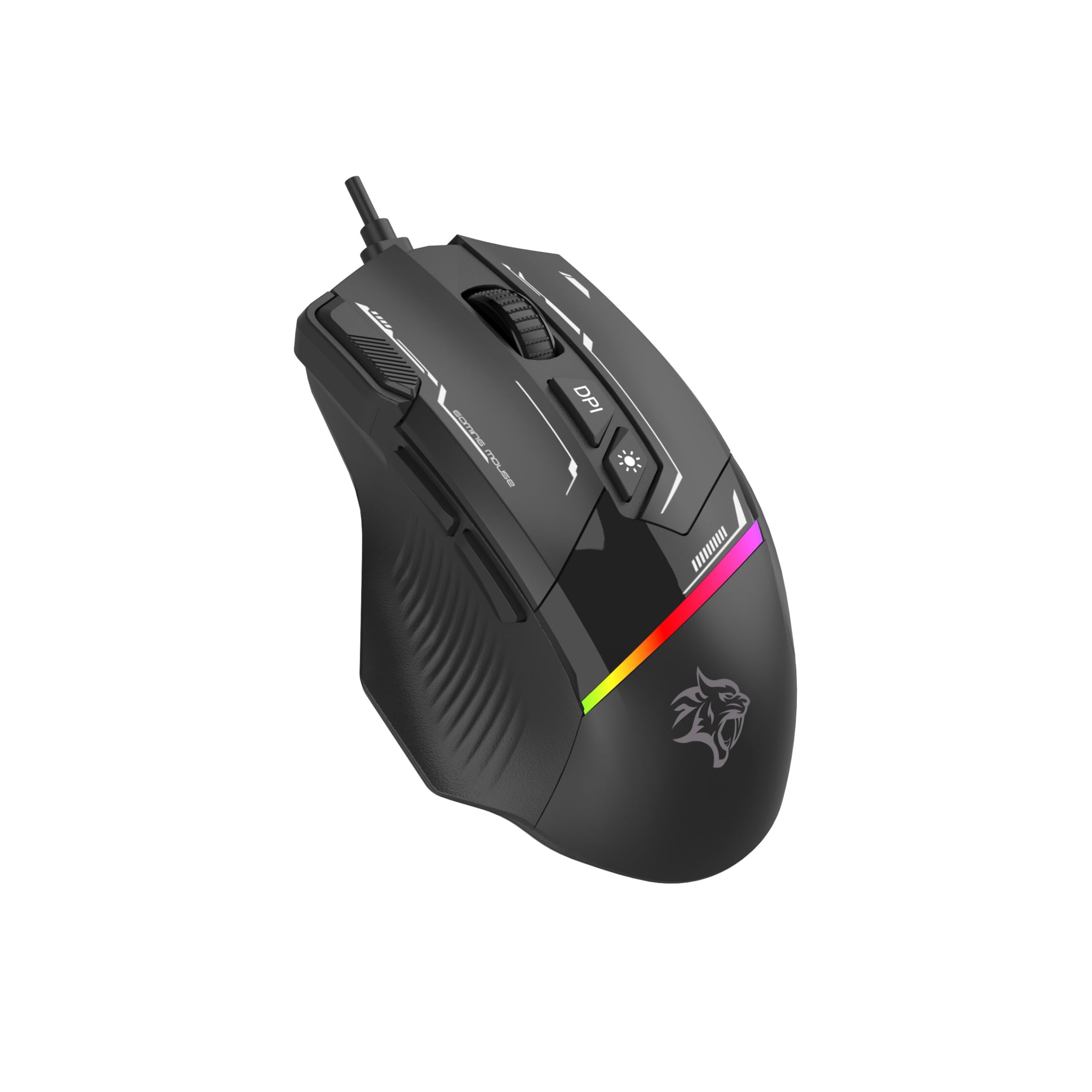 موشواره سیمی Porodo Gaming 8D RGB با دقت DPI 7200 - سیاه