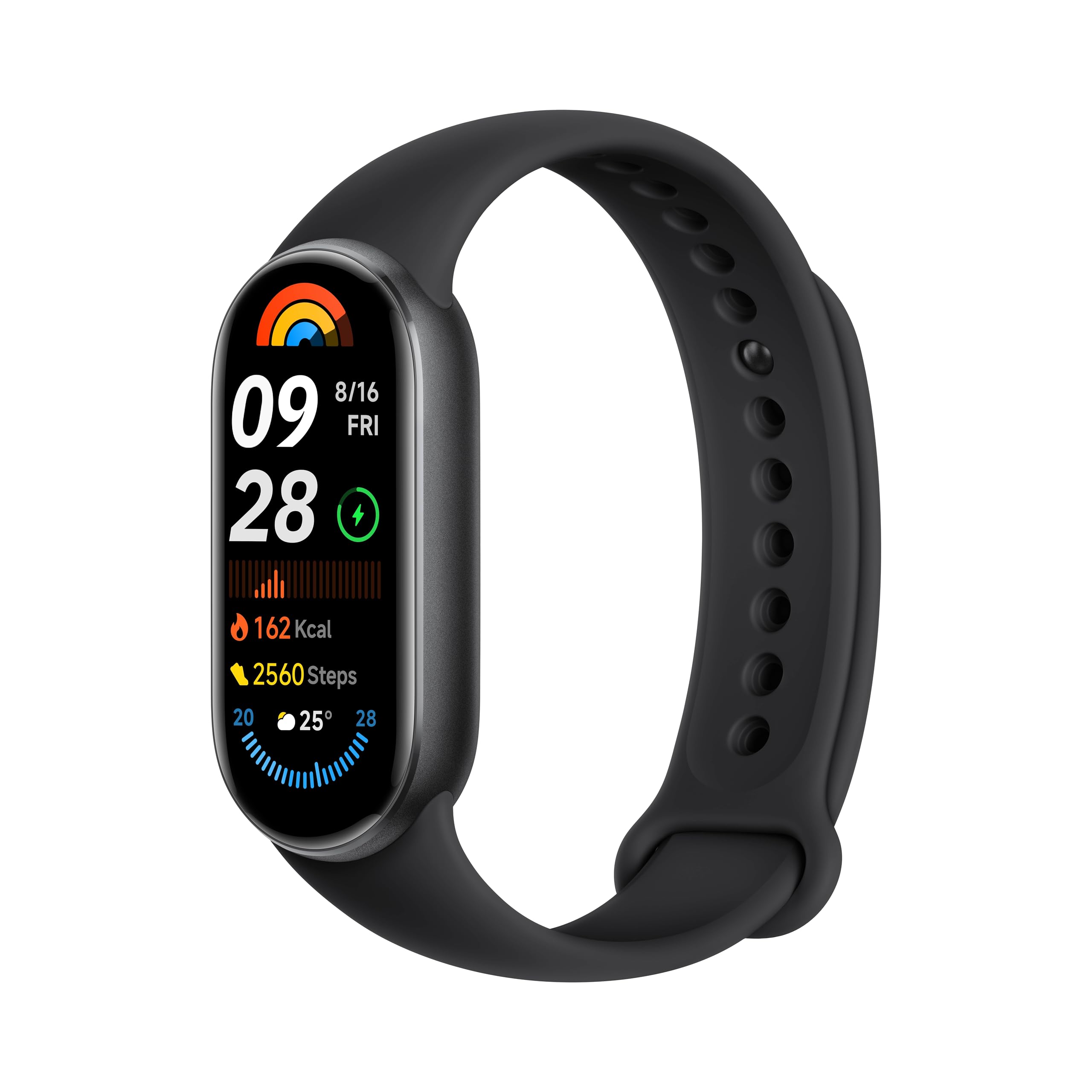 تسلط ساعت هوشمند Xiaomi Smart Band 9 مدل Midnight Black دارای نمایشگر 1.62 اینچی AMOLED، صفحه لمسی، ردیاب چند ورزشه، ردیاب فعالیت، مانیتور ضربان قلب و امکان اتصال از طریق بلوتوث می‌باشد.