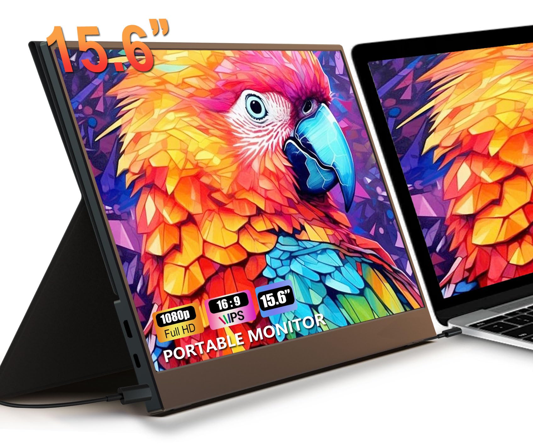 مانیتور قابل حمل FHH برای لپ تاپ، 15.6 اینچ FHD1080P تقویت کننده صفحه نمایش لپ تاپ فلزی دوگانه HDMI USB C- پلاگ اند پلی کاور اسپیکر تقویت کننده مانیتور لپ تاپ برای ویندوز، مک، تلفن، سوئیچ، PS4/5 C3-مشکی-15.6