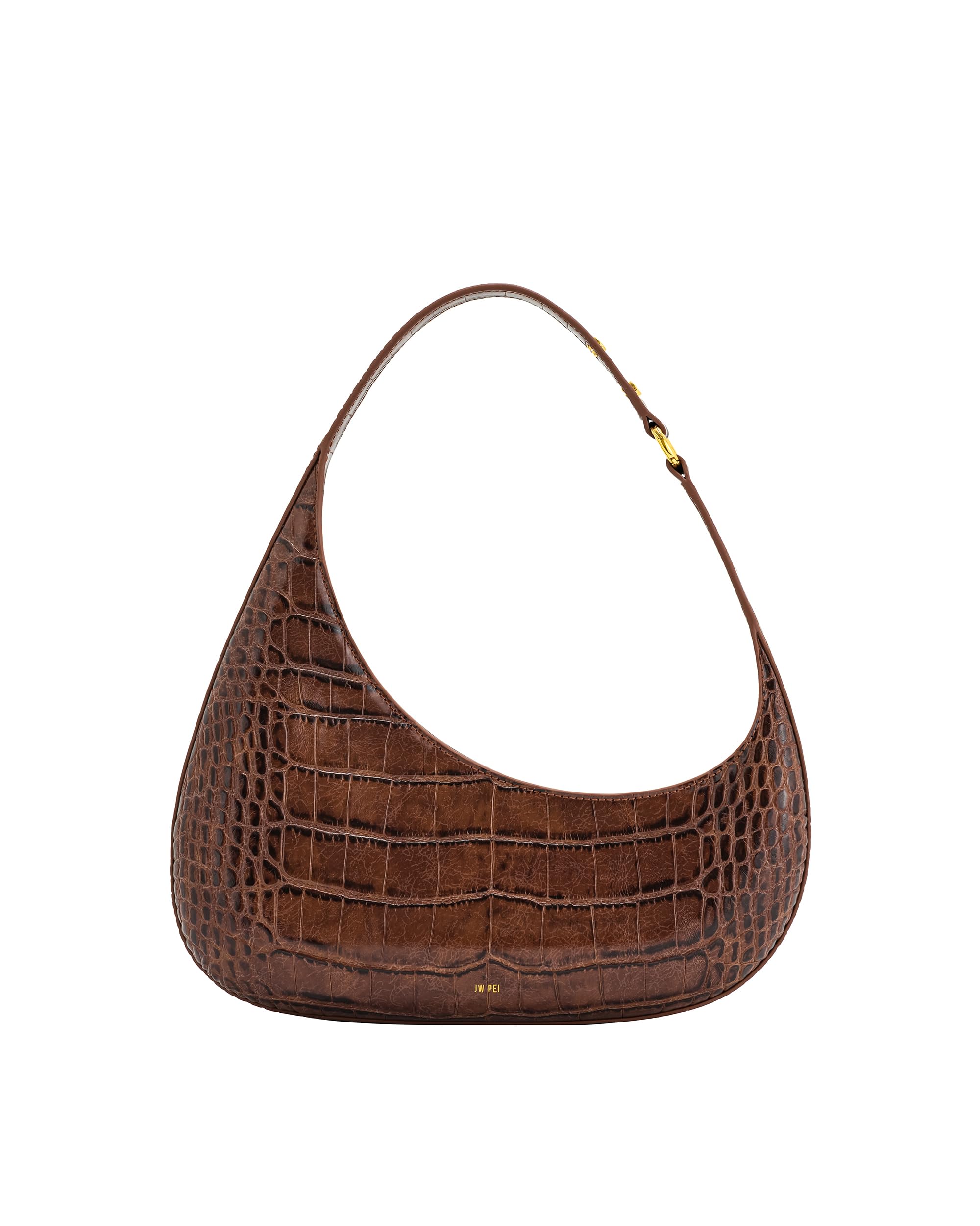 JW PEI Women's Harlee Shoulder Bag 11.02" W × 4.33" H × 1.65" D (28cm x 11cm x 4.2cm) Brown Croc