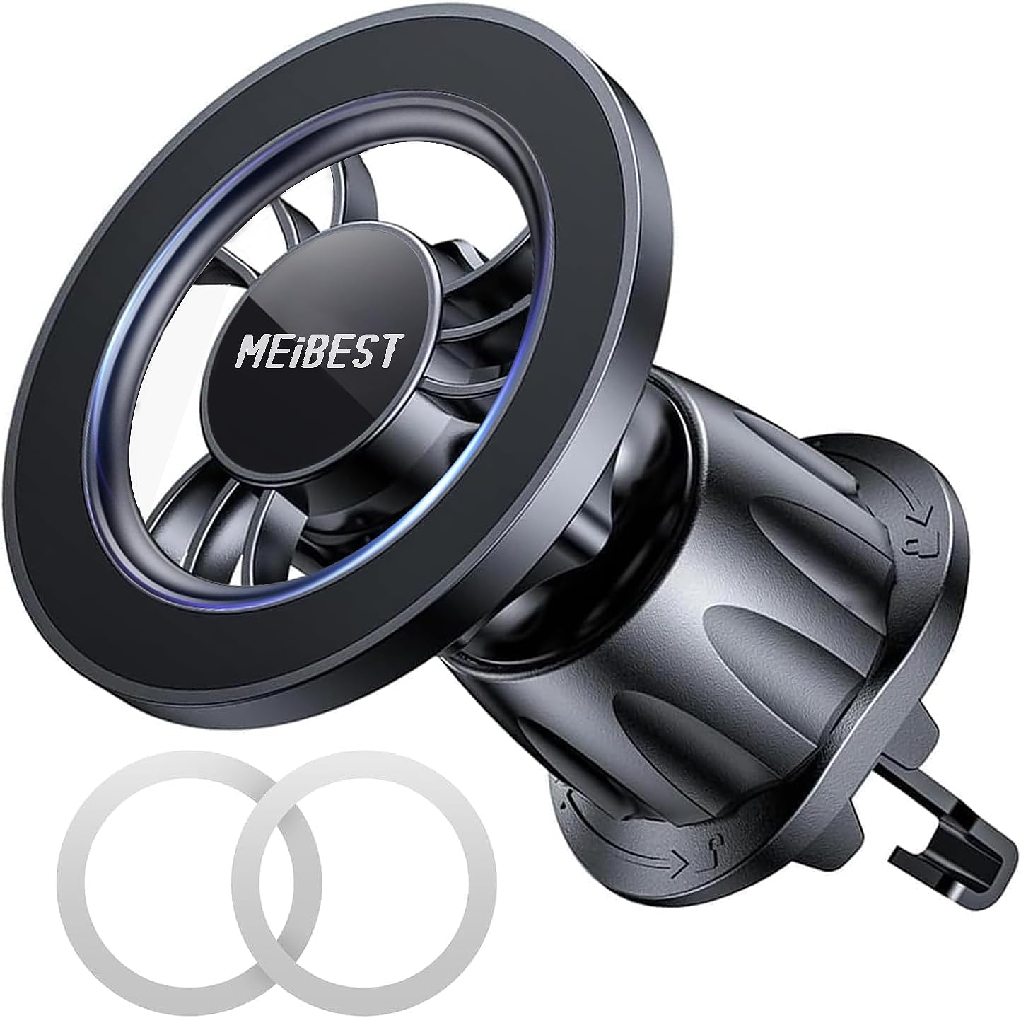 MEIBEST Car Phone Holder MagSafe Car Mount، [چرخش 360 درجه بسیار پایدار]، قفل خودکار یک دست، بدون مسدود کردن تهویه هوا، لوازم جانبی نگهدارنده موبایل مغناطیسی، مناسب برای سامسونگ هواوی شیائومی آیفون 15 14 13 نگهدارنده مغناطیسی