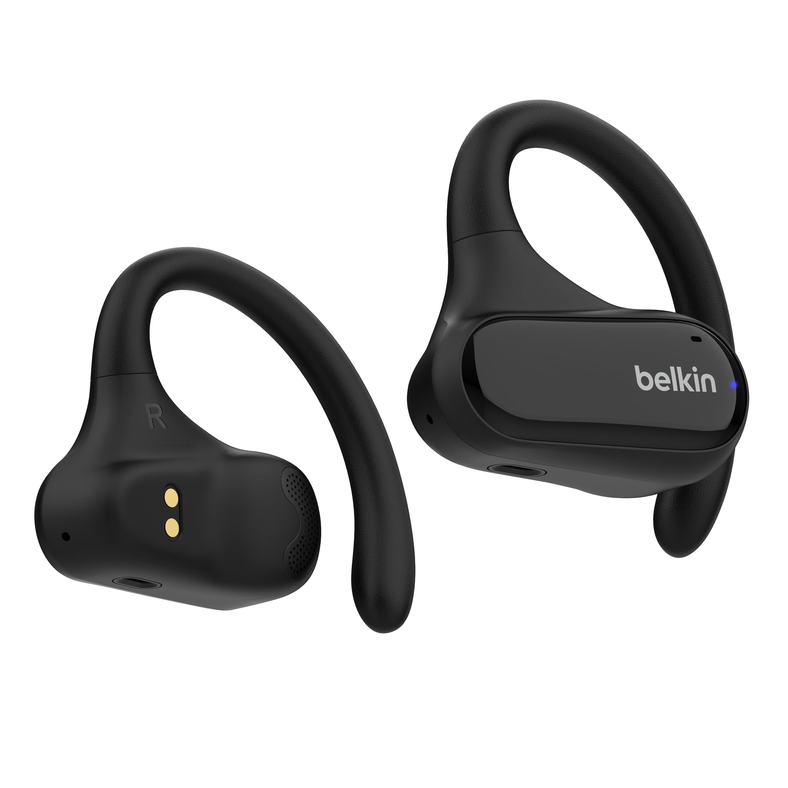 هدفون بی‌سیم Belkin SoundForm ClearFit Open-Ear، هدفون ورزشی سبک، هدفون بلوتوث با راحتی بلندمدت، هدفون ضدآب IPX5 برای آیفون، پیاده‌روی، دوچرخه‌سواری، دویدن و ... - مشکی