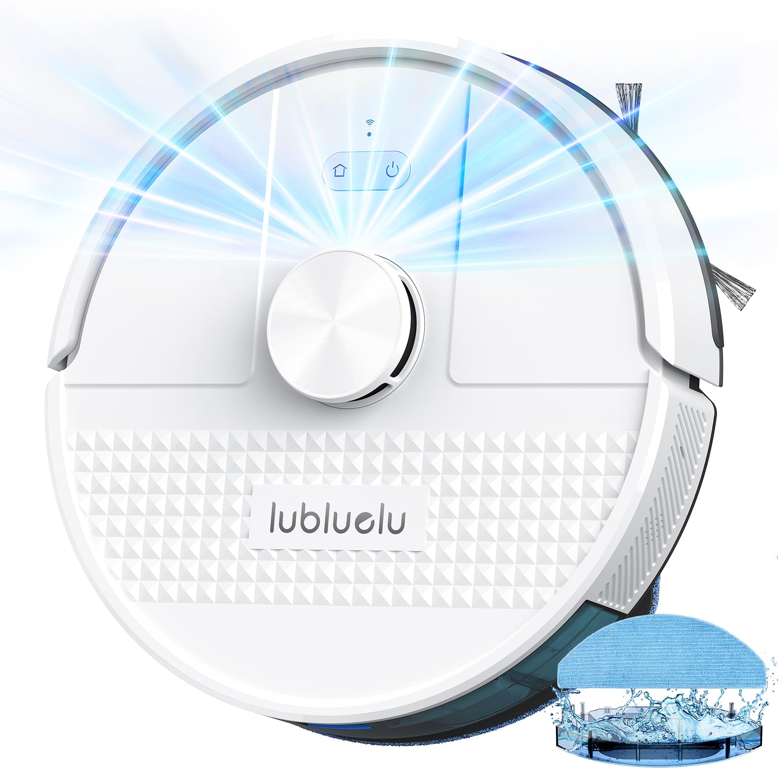 ربات خلاصه و ماساژور Lubluelu 3 در 1، ربات خلاصه با مپینگ، ناوبری با LiDAR، 5 نقشه، 24 منطقه ممنوعه، WiFi/App/Alexa، شارژ خودکار، ربات خلاصه برای موهای حیوانات خانگی، فرش، کف سخت، رنگ سفید SL68W