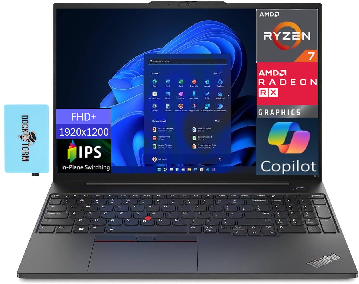 لپ تاپ لنوو تینک‌پد E16 GEN 1 21JTS09700/رایزن 7 7730U/16GB/512GB PCIe SSD/16.0 IPS Wide UXGA (1920x1200)/AMD Radeon/ویندوز 11 حرفه‌ای