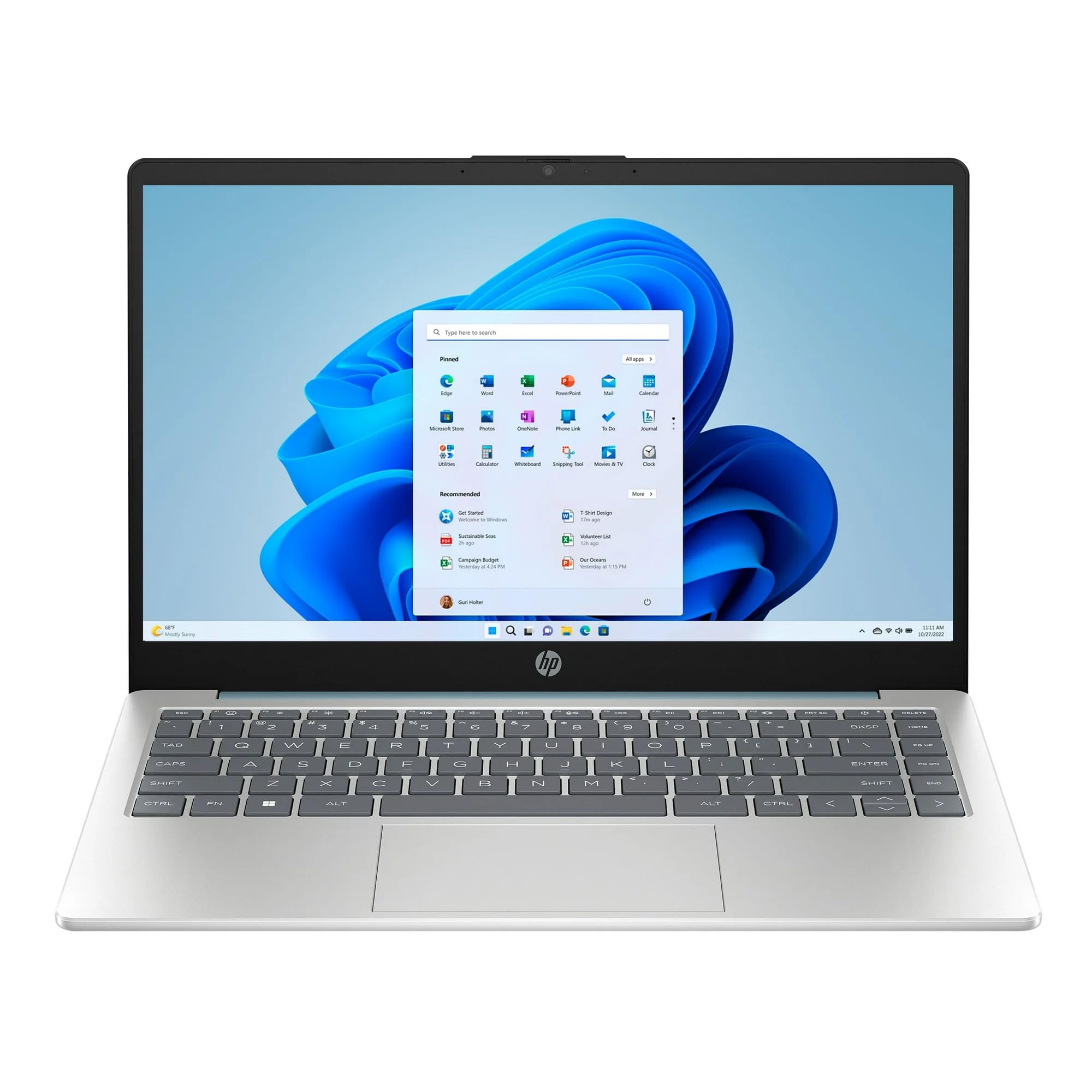 لپ تاپ اچ‌پی ۱۴ اینچ با صفحه نمایش HD، پردازنده Intel Core i3-N305، حافظه RAM DDR4 8 گیگابایت، حافظه داخلی SSD 256 گیگابایت، ویندوز ۱۱ خانگی، Wi-Fi 6، بلوتوث، رنگ آبی ماهتابی، مدل 14-ep0792wm