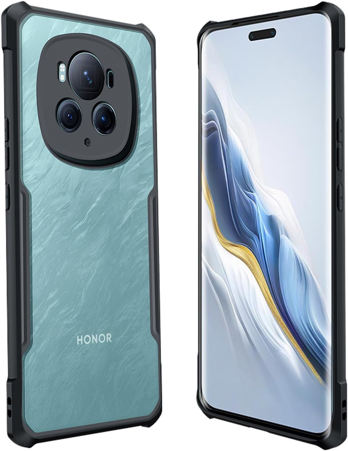 کاور پشتی سخت PC شفاف Zubitech Honor Magic 6 Pro 5G با حاشیه سیاه TPU با کیفیت شوک‌پذیر و محافظت 360 درجه از لنز دوربین مقاوم در برابر ضربه برای Honor Magic 6 Pro 5G