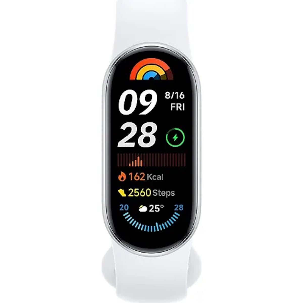 نقره ای یخچالی شیائومی Smart Band 9 | نمایشگر AMOLED 1.62 اینچ | لمسی، ردیاب ورزشی چندگانه، ردیاب فعالیت، نظارت بر ضربان قلب | اتصال بلوتوث