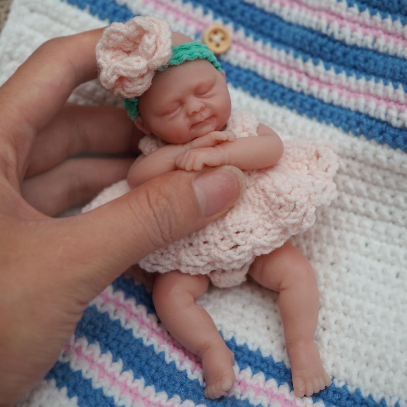 عروسک نوزاد مینی ریبورن 4.5 اینچ MYREBABY، دختر نوزاد سیلیکونی آن، عروسک های بچه سیلیکونی کوچک، عروسک های نوزاد واقعی مینی سیلیکونی پر استرس از بدن کامل
