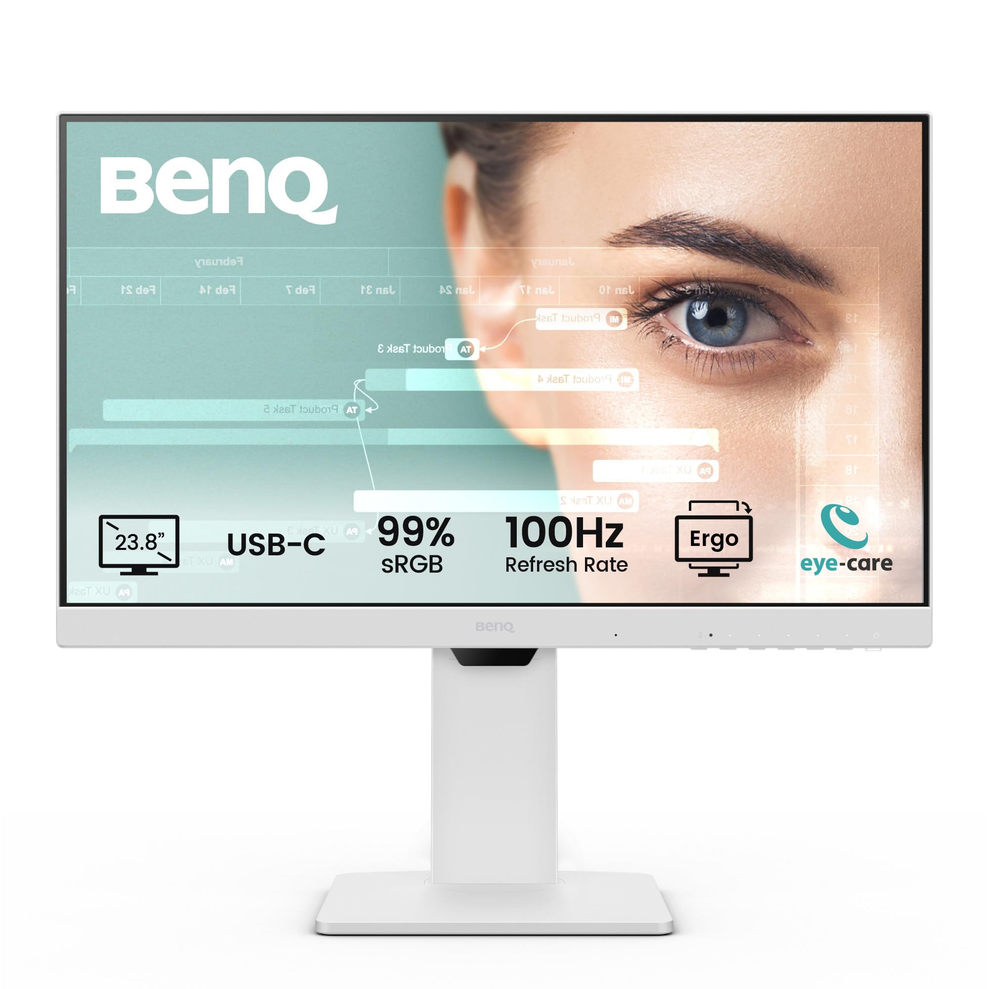 صفحه نمایش ۲۴ اینچی BenQ GW2486TC IPS 1080p برای خانه و دفتر کار، FHD، USB-C (تغذیه بدون پاور ۶۵W)، 100Hz، مراقبت از چشم، طراحی Ergo، هاب USB، اتصال پیاپی، نرخ تازه‌سازی بالا، 99٪ sRGB، HDMI، Display Port، تاییدیه تویوی.