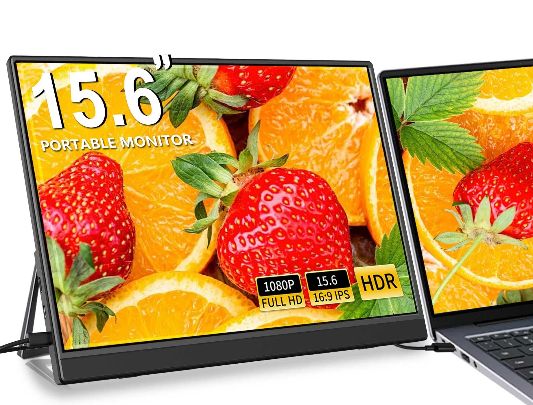 مانیتور قابل حمل FHH برای لپ تاپ، صفحه نمایش لپ تاپ 15.6 اینچی FHD1080P دوگانه HDMI USB C- مانیتور افزایش دهنده صفحه نمایش لپ تاپ Plug & Play با بلندگو و ایستگاه برای Wins ، Mac ، تلفن ، Switch ، PS4/5