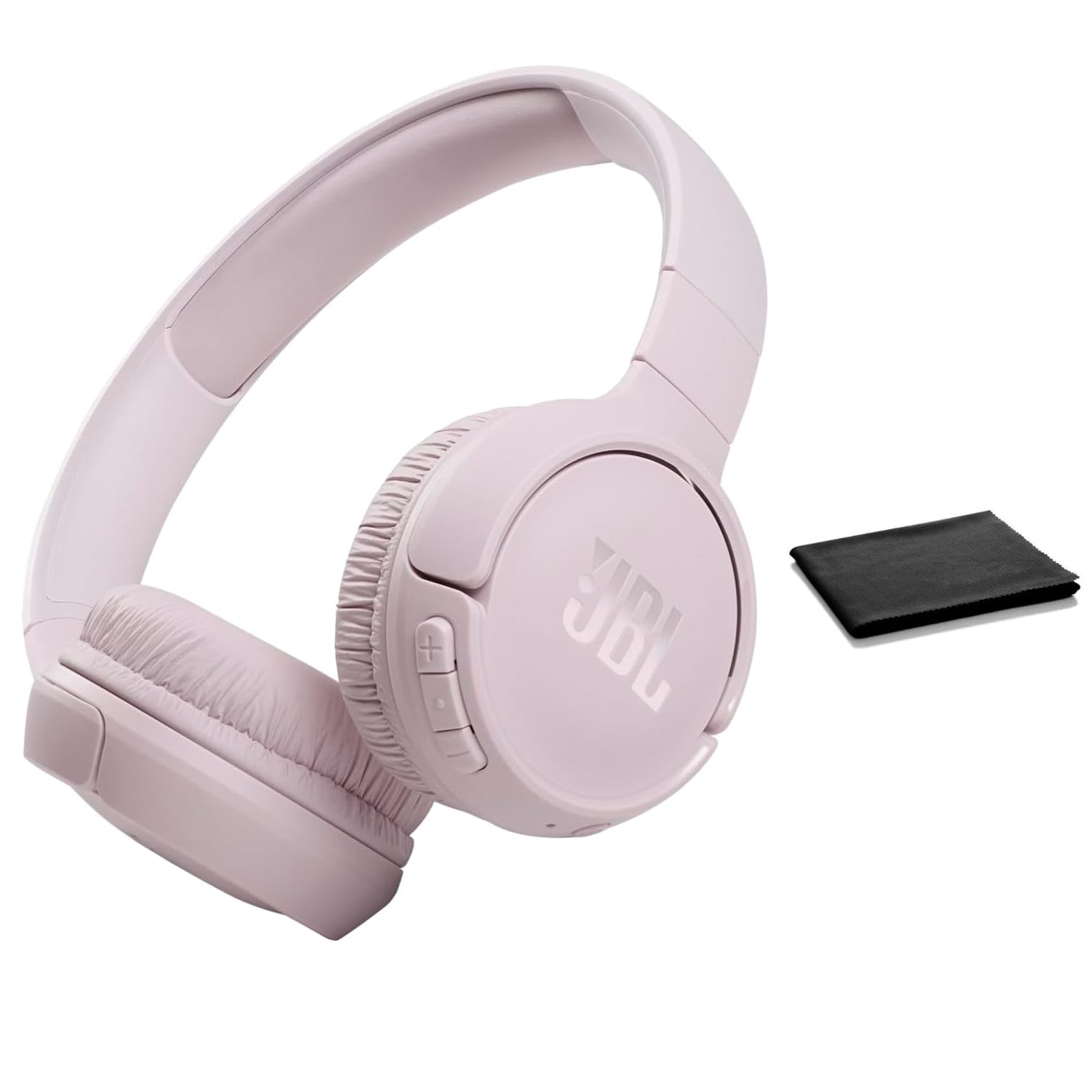 JBL Tune 510BT: هدفون بی‌سیم بلوتوثی On-Ear با صدای Purebass - با دستمال تمیز کننده (گل رز، استاندارد)، JBLT510BT-Black-Cloth استاندارد گل رز