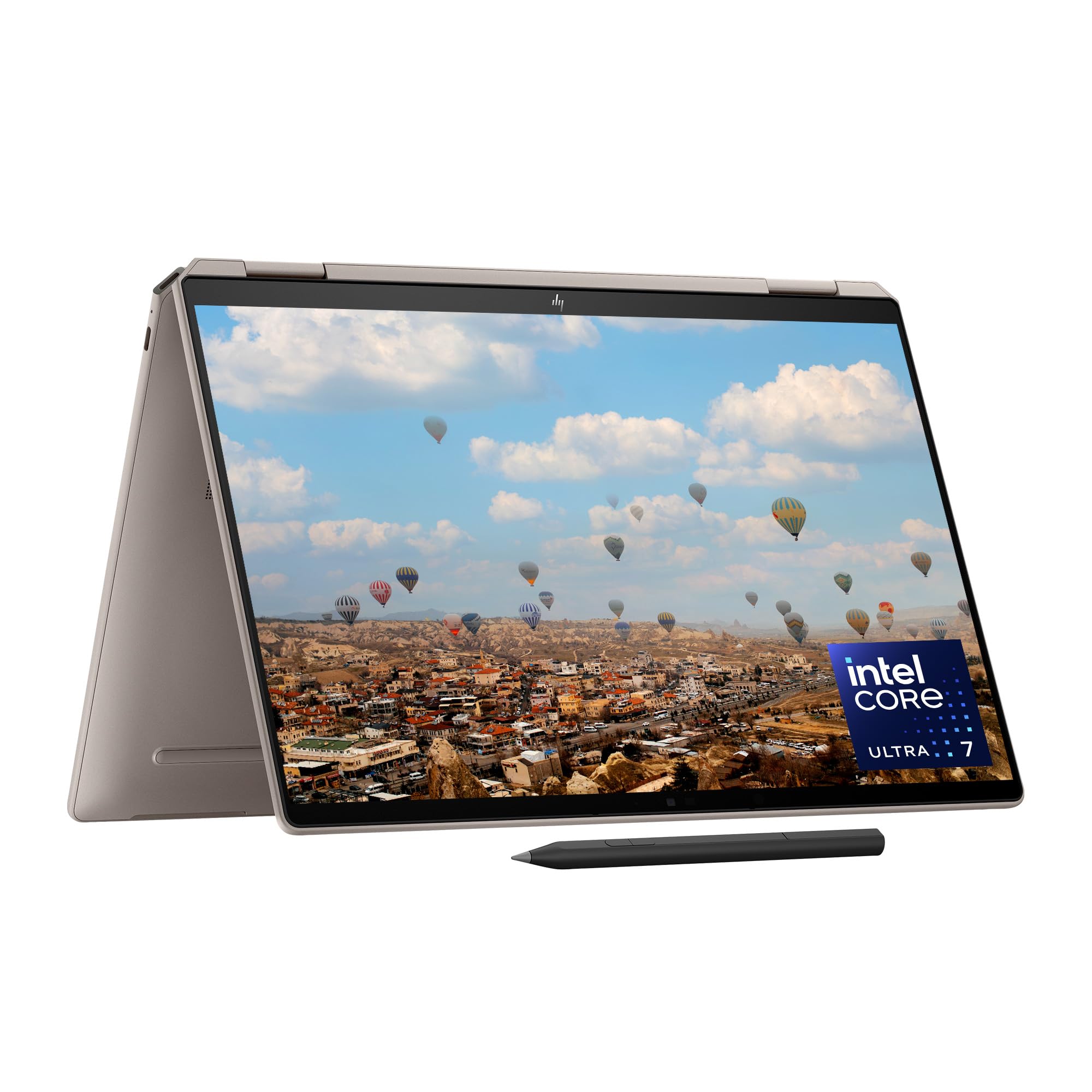 لپ تاپ 2 در 1 HP (با ارتقاء) Spectre x360، دارای نمایشگر لمسی OLED 2.8K 14 اینچ، پردازنده اینتل Core Ultra 7 155H، 32 گیگابایت RAM LPDDR5x، 2 ترابایت SSD PCIe Gen4، گرافیک اینتل Arc، ویندوز 11، افزایش یافته توسط هوش مصنوعی، رنگ نقره‌ای صحرایی