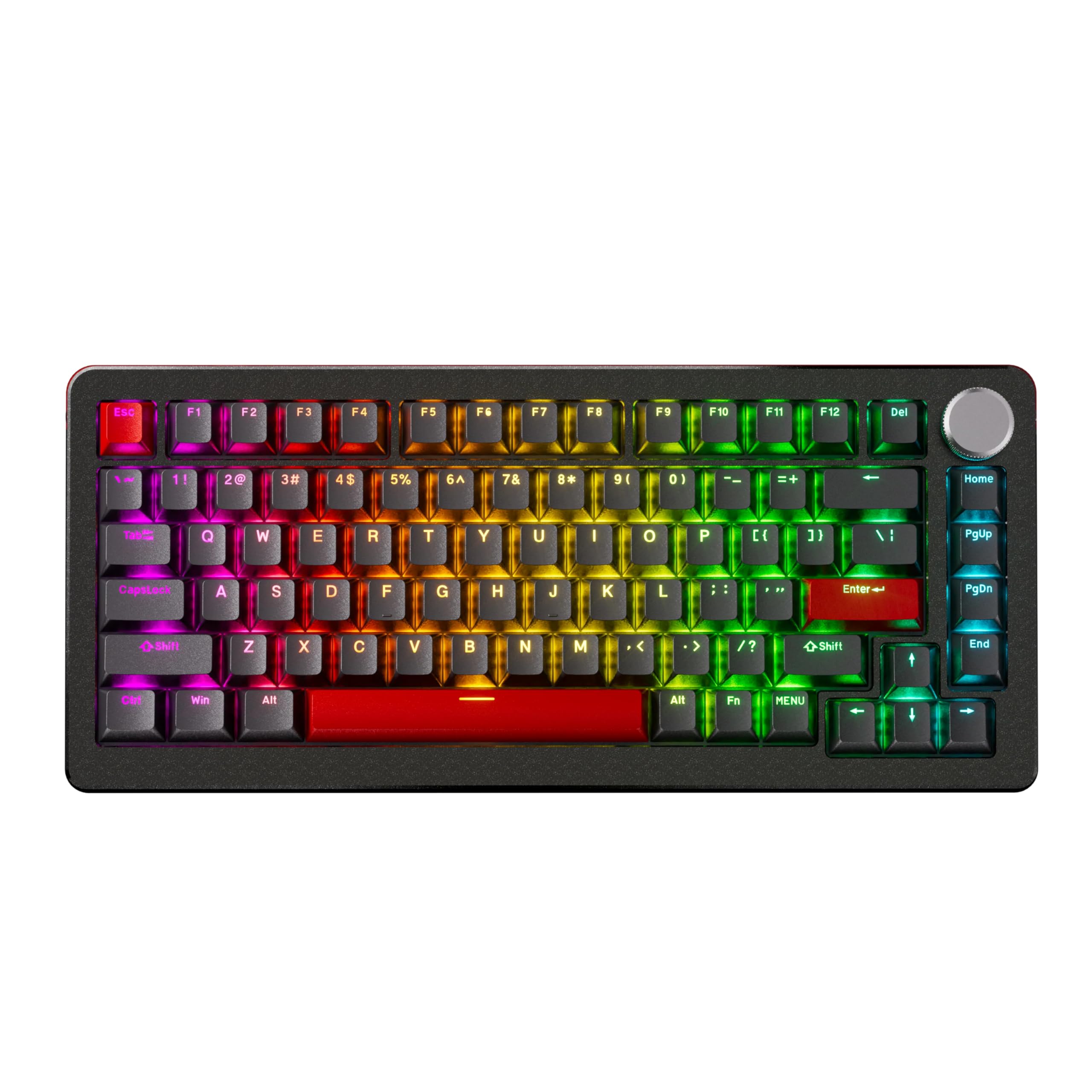 صفحه کلید بازی مکانیکی DrunkDeer A75 Pro با اثر سالن دکمه های تنظیم شده ۷۵٪ ۸۲ کلید RGB با عملکرد قابل تنظیم، پوشش کلید PBT، پروفایل OEM، دارای هاردکور، پورت USB با سیم، استاندارد ANSI، سوییچ سایلنت - مشکی