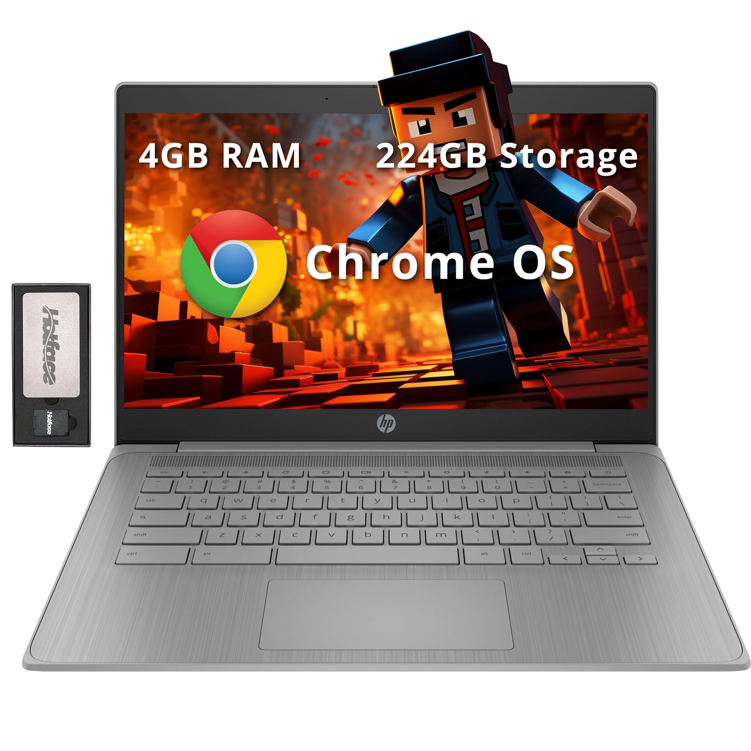 لپ تاپ HP Chromebook 14 اینچی HD برای کسب و کار و دانشجویان، Intel Celeron N4120، 4GB LPDDR4، فضای ذخیره سازی 224 گیگابایت (64GB eMMC + 160GB Docking Station)، گرافیک UHD، وب کم، عمر باتری طولانی، سیستم عامل Chrome OS، سایه‌ی مدرن (رنگ خاکستری) 4GB | 224GB ذخیره سازی