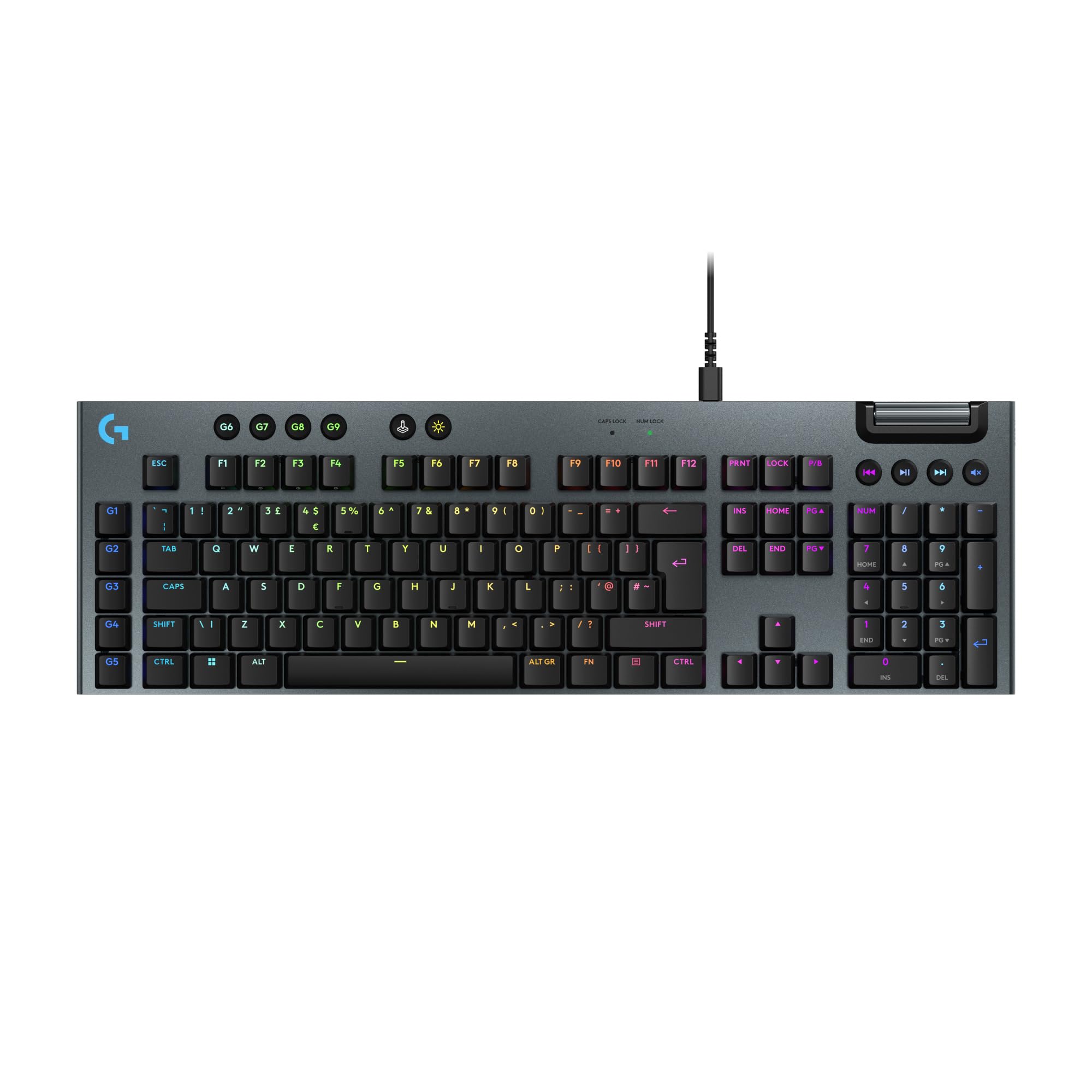 صفحه‌کلید بازی مکانیکی سیمی Logitech G915 X Low-Profile، کی‌کپ‌های PBT دو لایه، کلیدهای کاملا قابل برنامه‌ریزی، نورپردازی RGB، پایانه آلومینیومی، سوئیچ‌های GL Brown Tactile، برای رایانه‌های شخصی/مک - مشکی G915 X سیمی مشکی Tactile