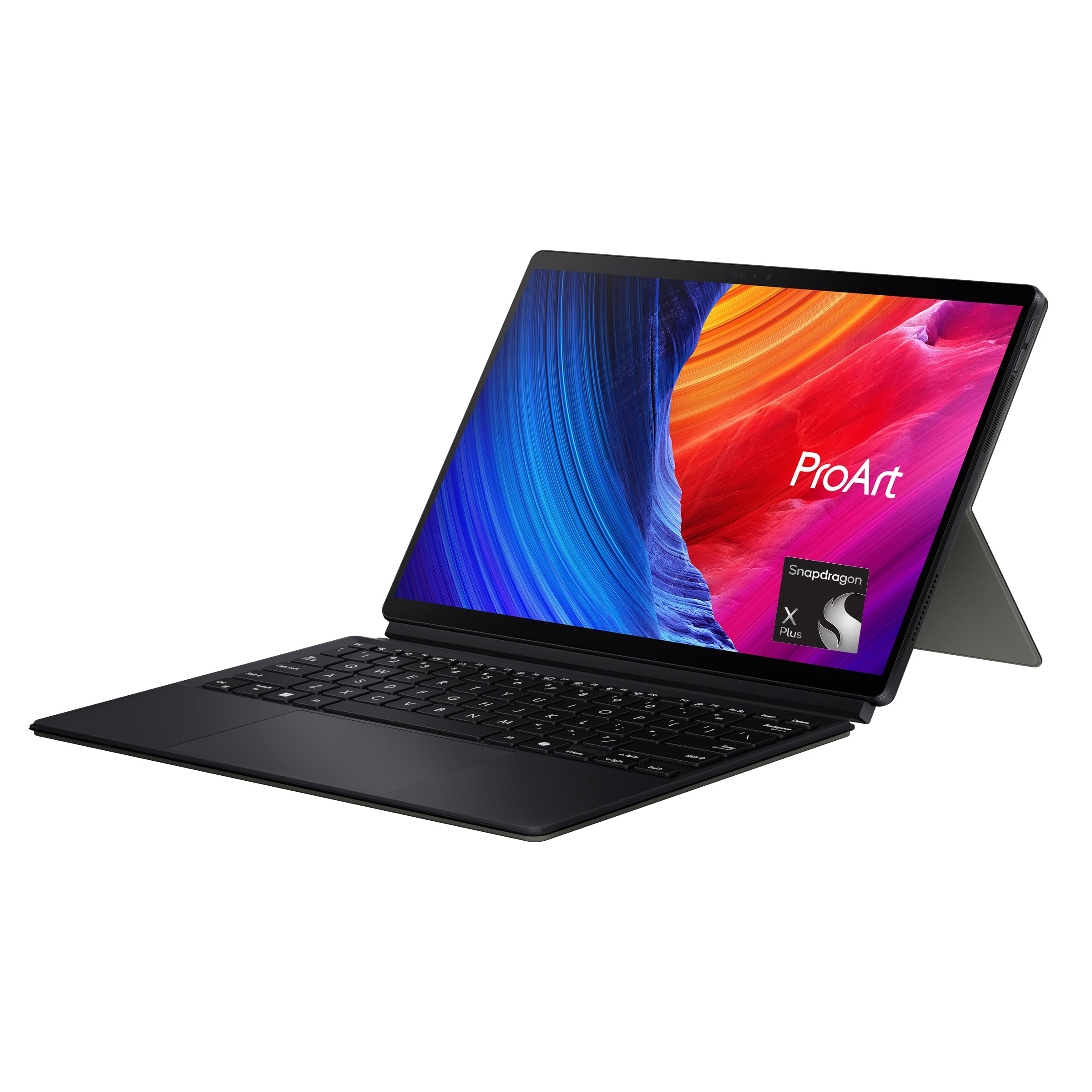 لپ تاپ ASUS ProArt PZ13 OLED 2in1 قابل جداشدن HT5306QA-LX002W، کوالکام Snapdragon X1P 42-100/16GB RAM/1TB SSD/صفحه نمایش لمسی 3K Oled 13.3 اینچ، ویندوز 11 با کلید Copilot و قلم Stylus - نانو سیاه