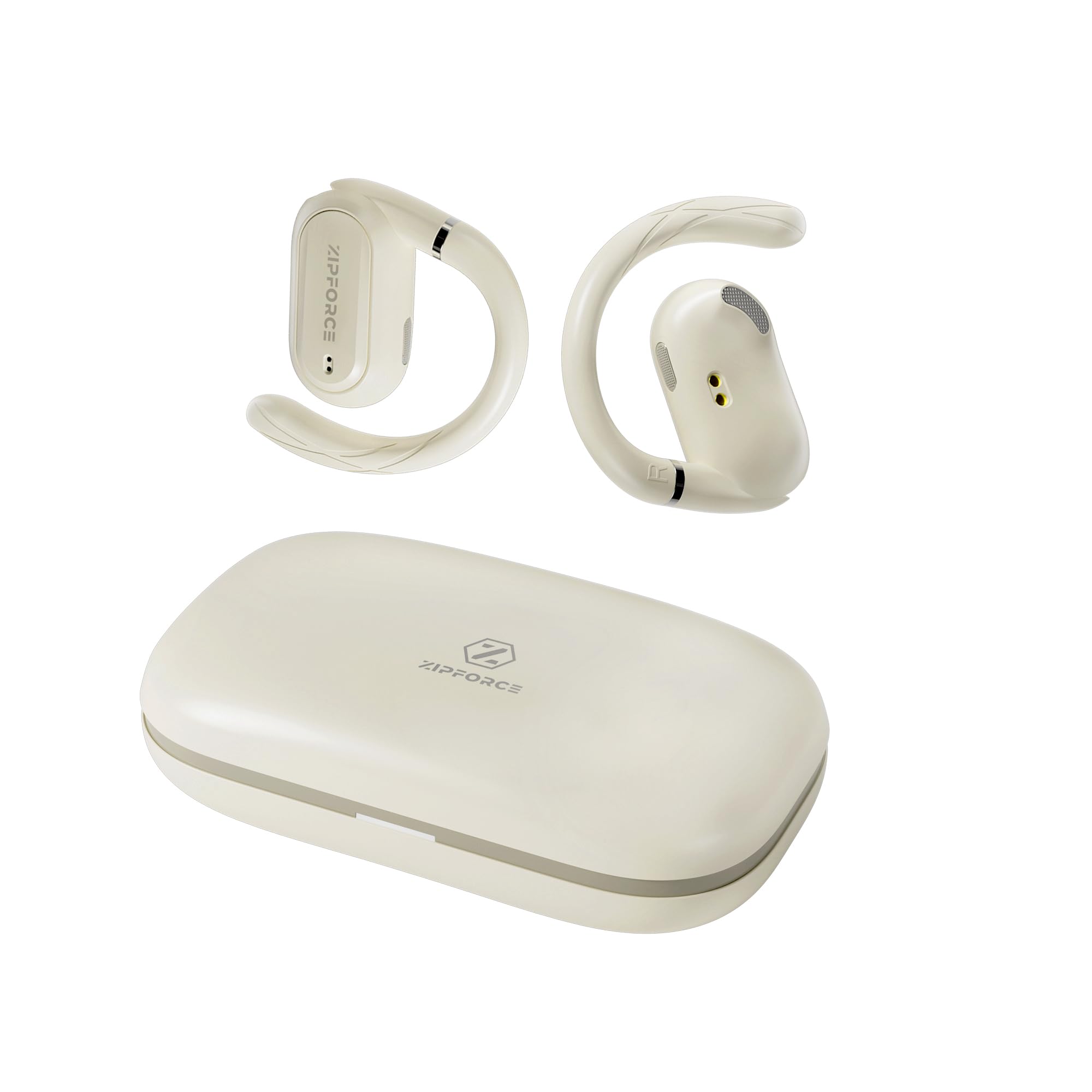 گوشی‌های بی‌سیم تروجوی ZIPFORCE، هدفون بلوتوثی Open-Ear با ورژن 5.3، تاشوهای ENC با 4 میکروفون برای تماس واضح، کنترل لمسی بلوتوثی، TWS ضدآب با IPX6، گوشی‌های سبک ورزنده، رنگ زرد