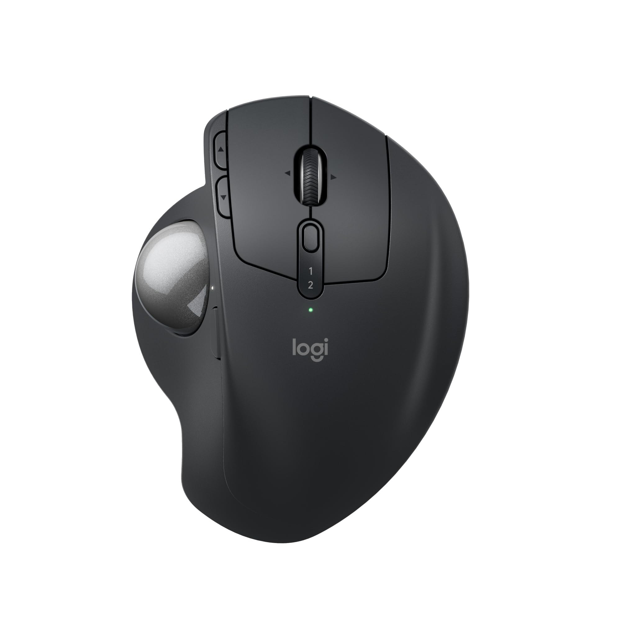 ماوس ترکبال بی‌سیم پیشرفته Logitech MX Ergo S، باز شارژ از طریق یو‌اس‌بی-سی، ماوس ارگونومیک بی‌سیم با بلوتوث و دانگل رمزگذاری شده، 6 دکمه قابل برنامه‌ریزی، برای کامپیوتر/مک- گرافیت