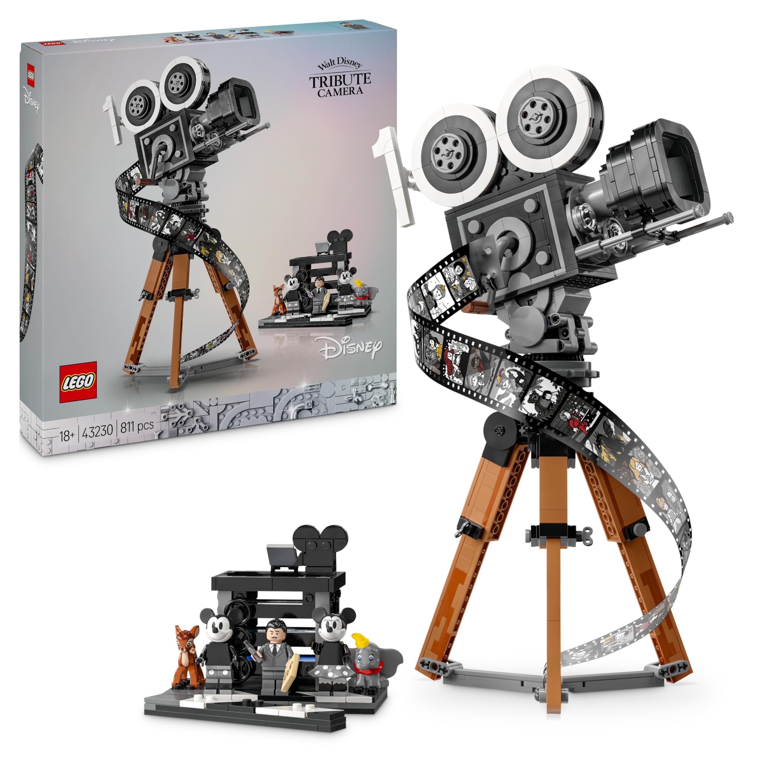 مجموعه یادگاری LEGO Disney Walt Disney Tribute Camera برای بزرگسالان با فیگورهای کوچک میکی و مینی ماوس، به همراه فیگورهای بمبی و دامبو، هدایای جمع‌آوری شده برای زنان و مردان 43230 تکی