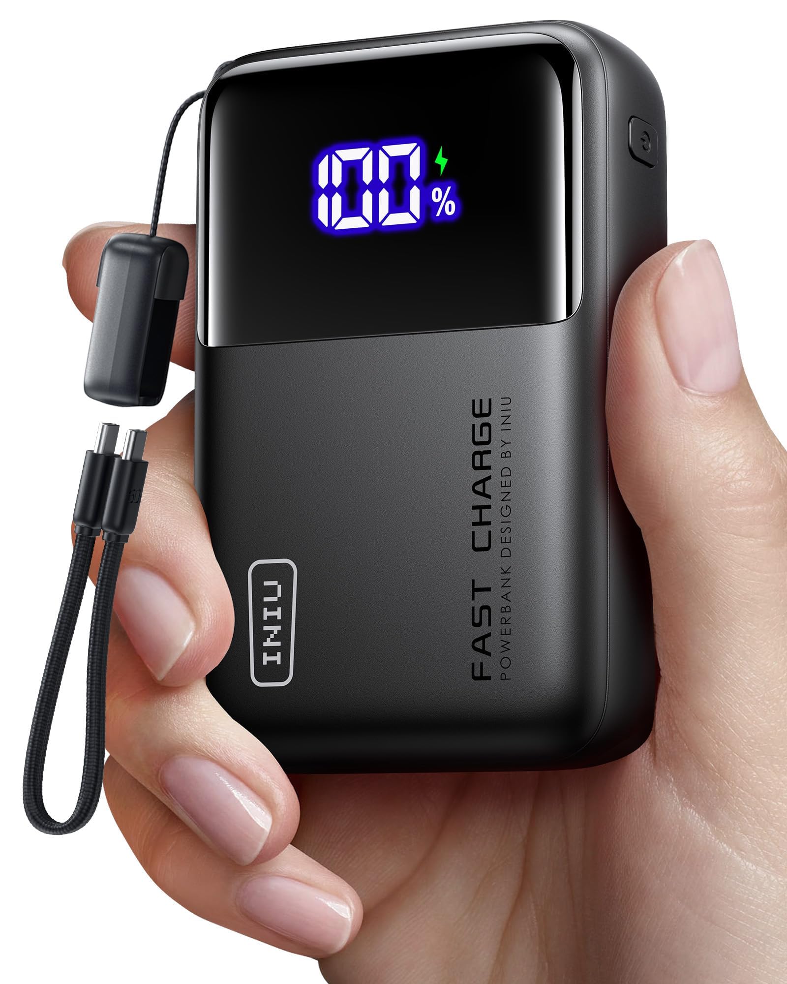 پاور بانک INIU 100 وات، اندازه کوچک 25000 میلی آمپر ساعت ظرفیت بالا شارژر قابل حمل لپ تاپ، درگاه USB C ورودی و خروجی تبلت پاوربانک، نمایشگر دیجیتال هوشمند شارژر تلفن همراه برای آیفون ۱۶ و ۱۵، سامسونگ، آیپد، مک‌بوک، لپ تاپ و غیره.